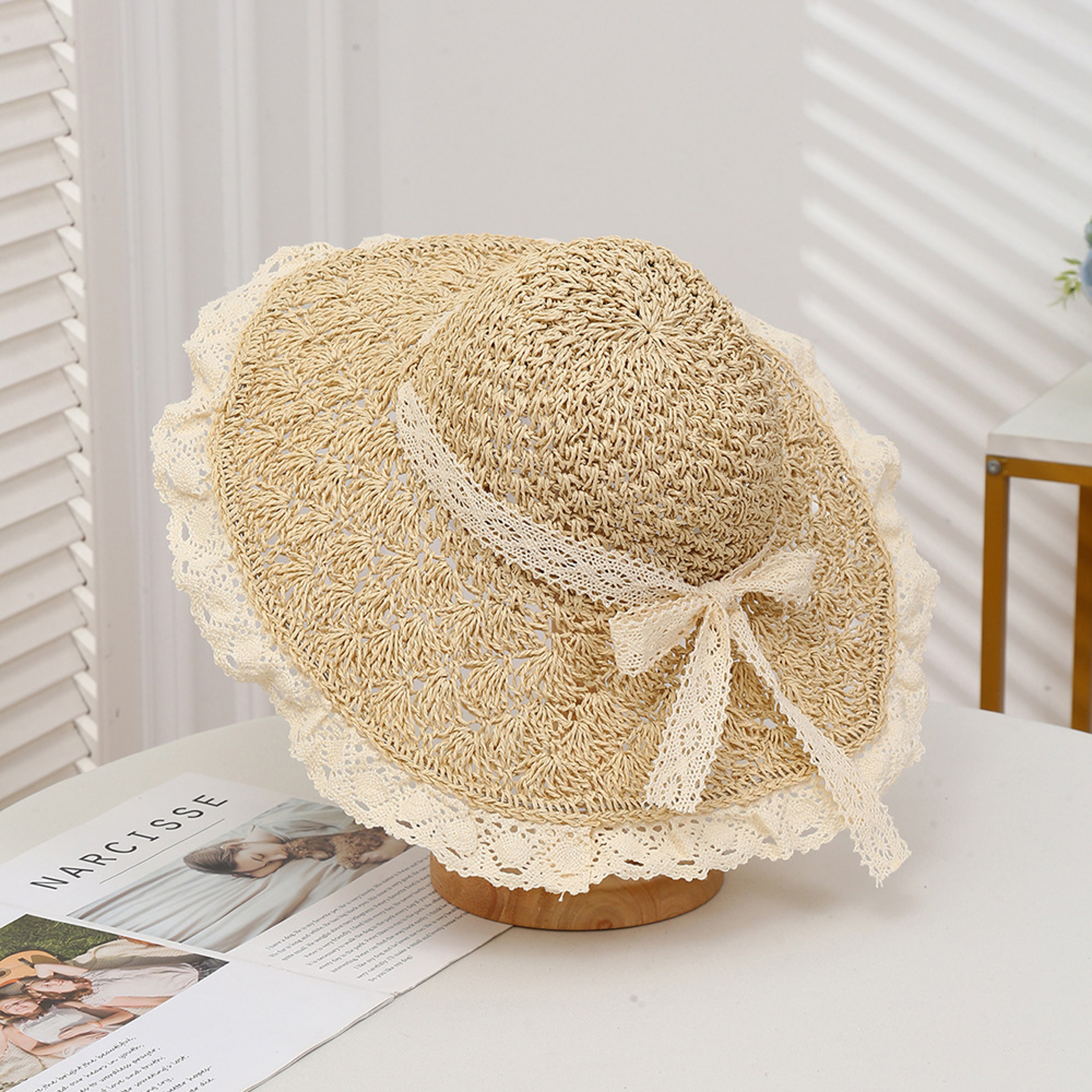 Handmade Hollow Weave Summer Beach Sun Hat for Women – view 8