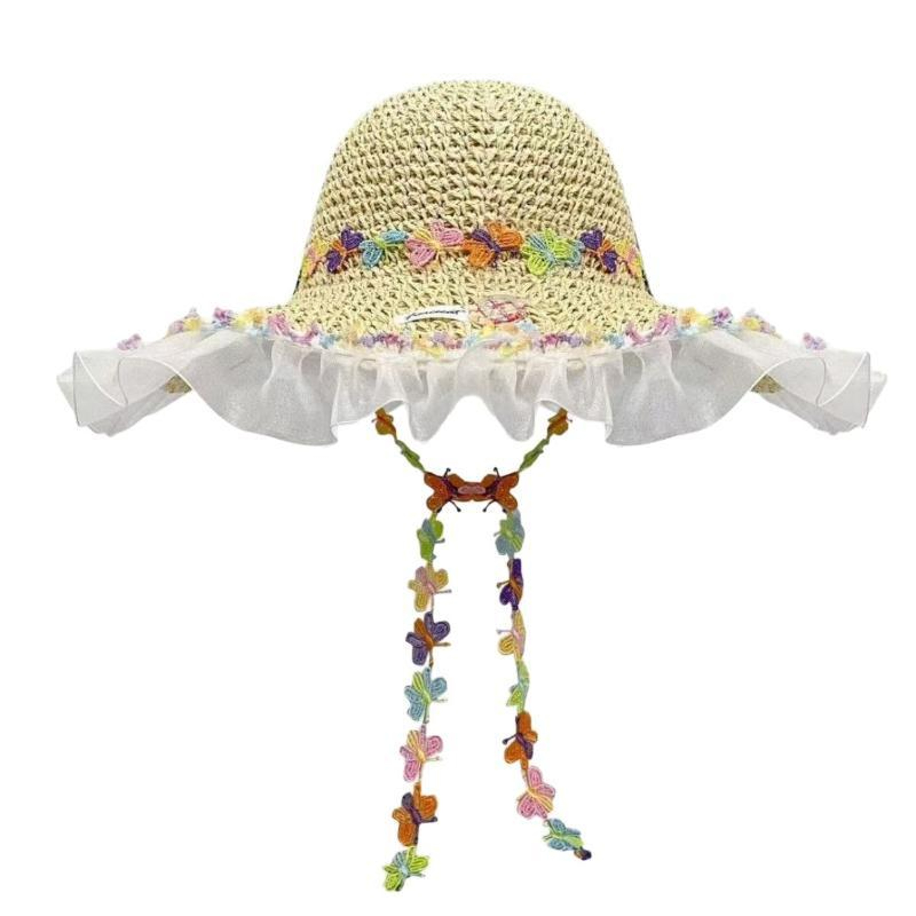 Summer Colorful Butterfly Straw Hat Wide Brim Beach Sun Protection – view 5