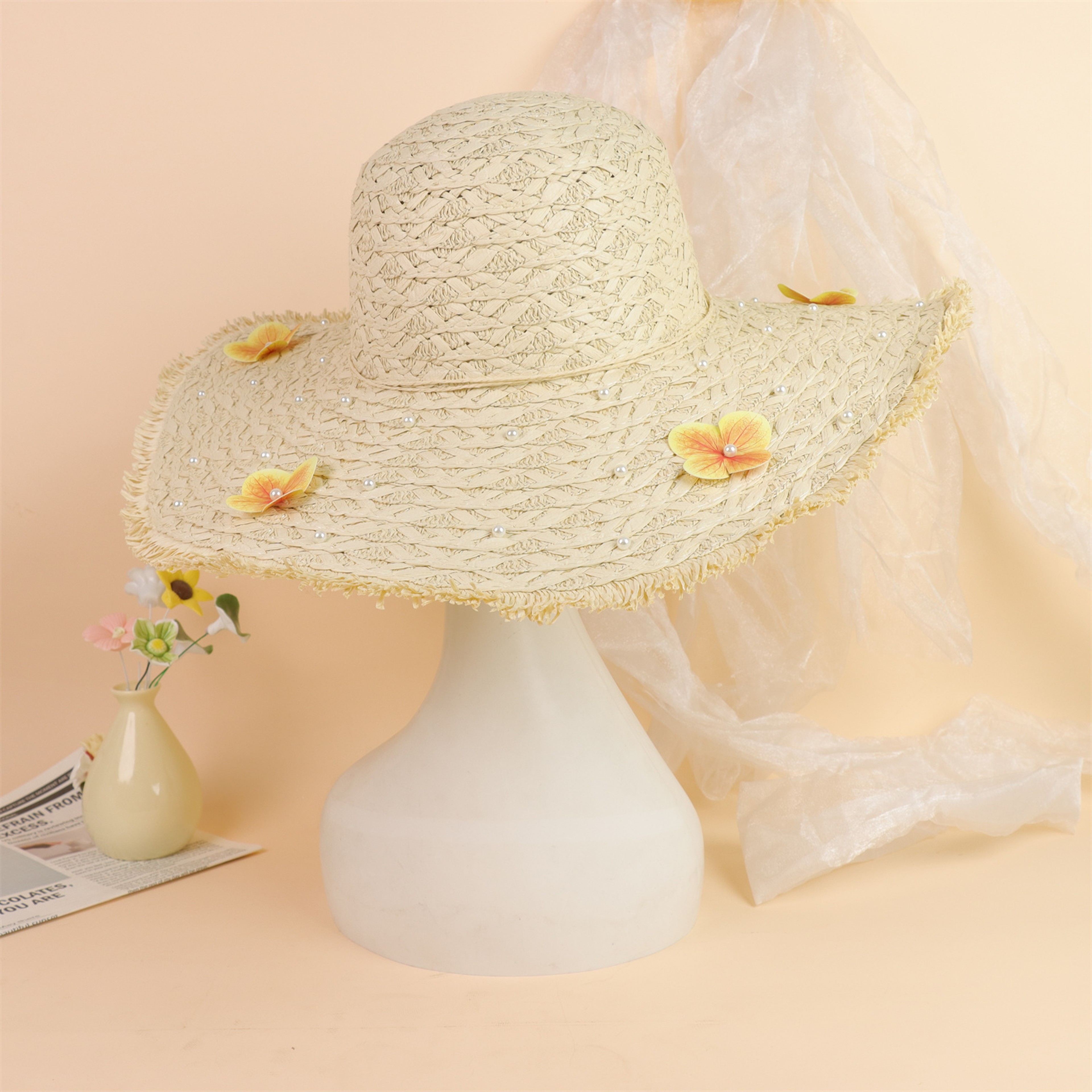 Chic Bow Ribbon Straw Beach Sun Hat for Women – view 5