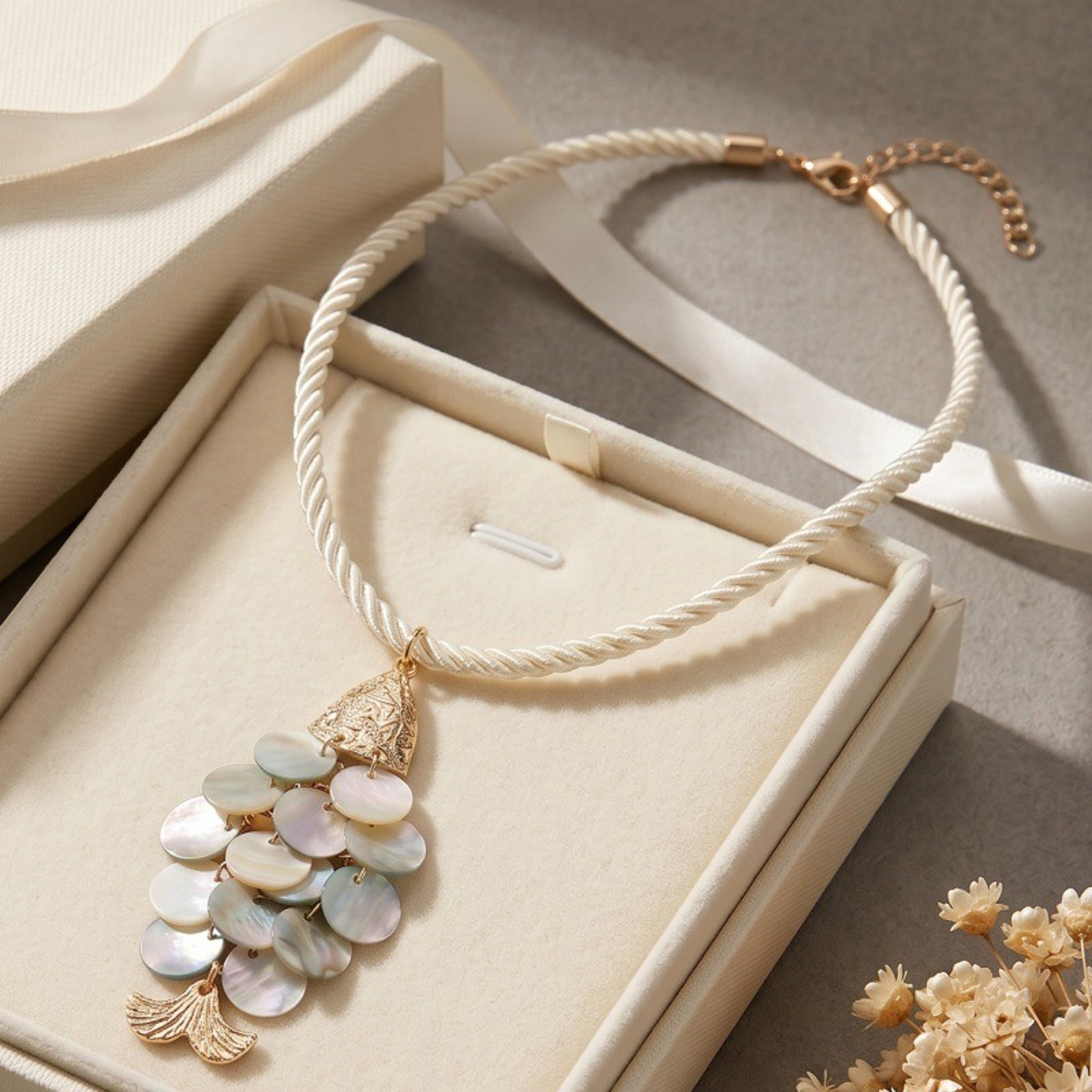 Goldfish Pendant Boho Choker Necklace with White Braided Rope – view 5