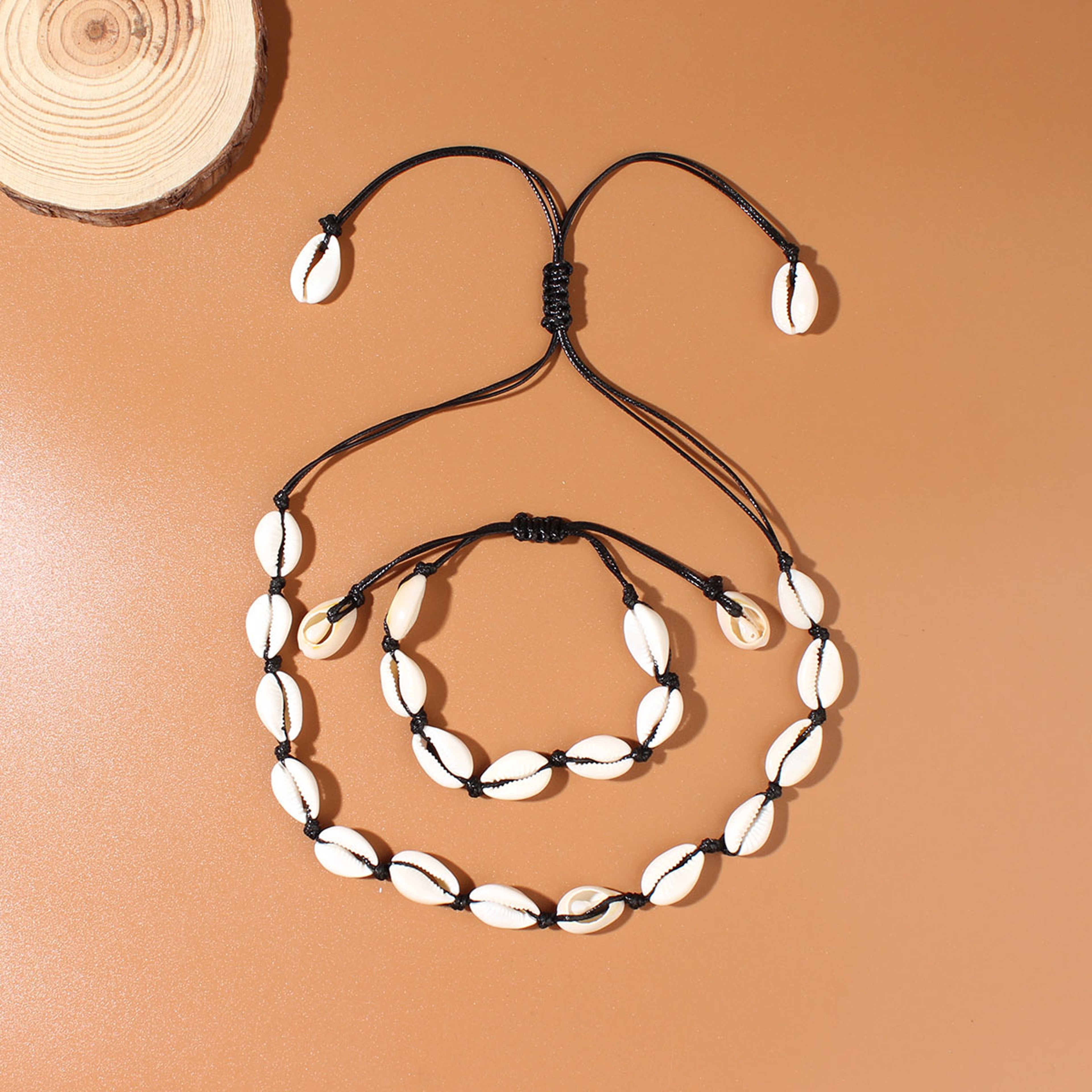 Coastal Shell Necklace and Handwoven Bracelet Set – view 7