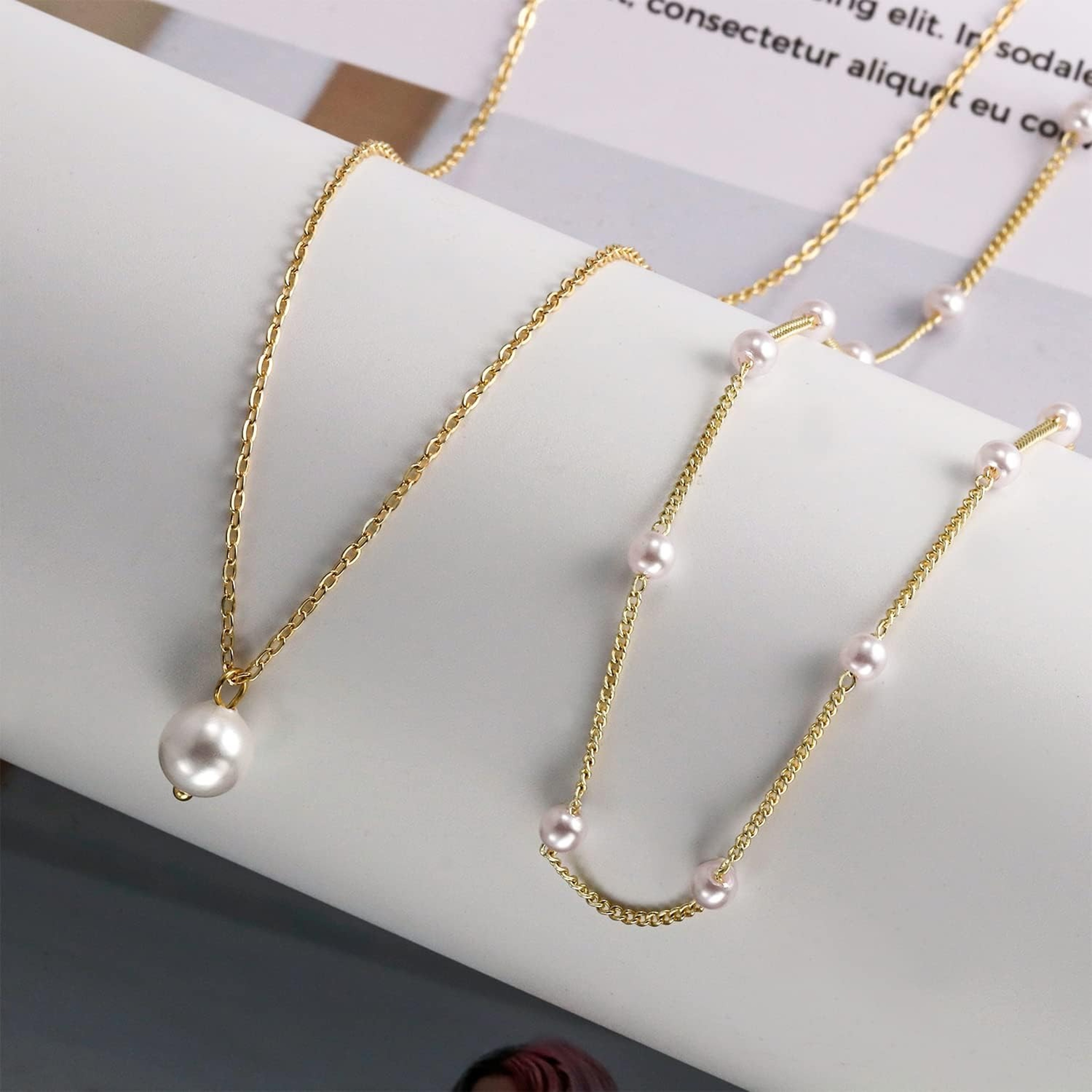 Radiant Layered Gold Pearl Necklace – view 5