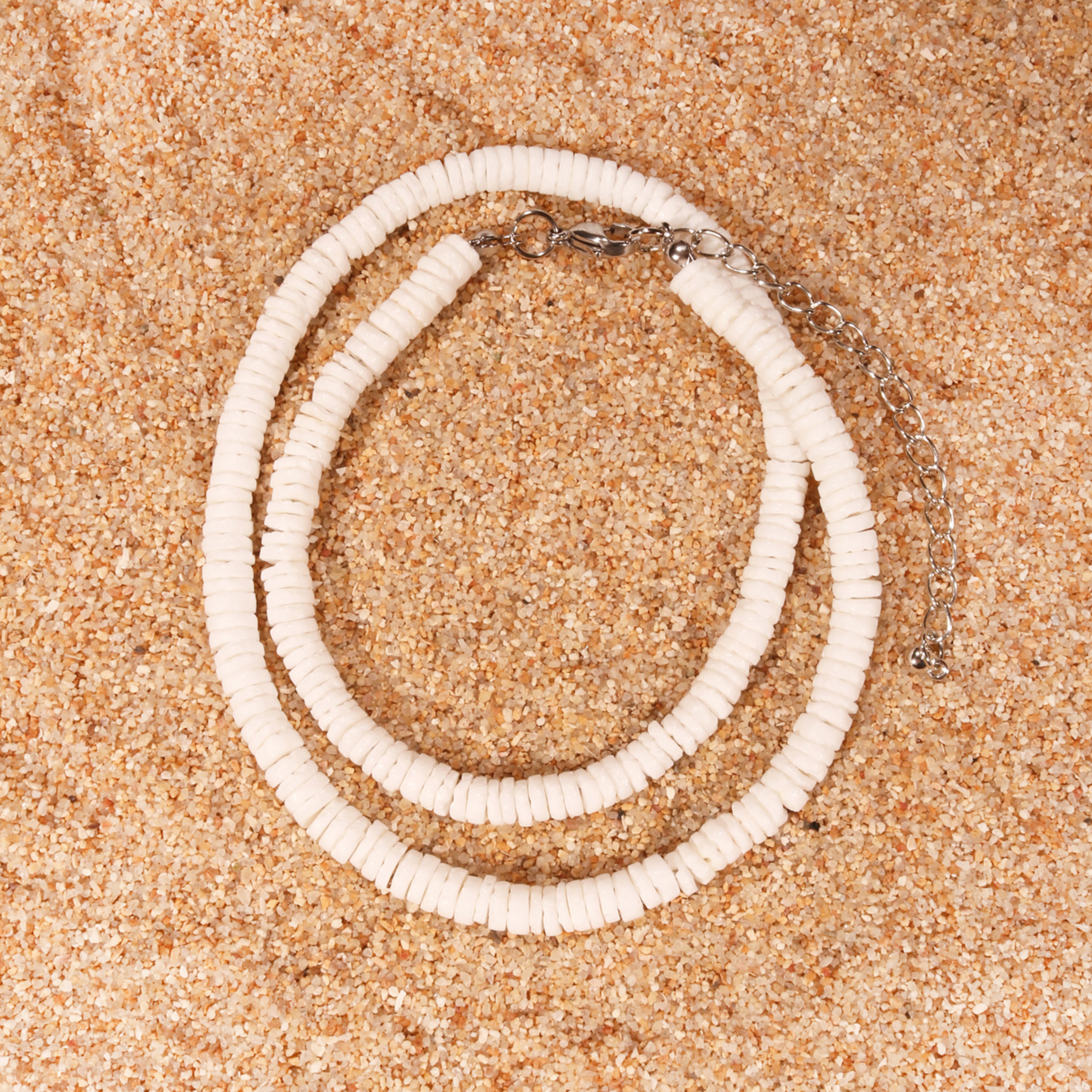 Natural White Shell Surfer Necklace Bohemian Shell Beach Necklace Handmade Summer Jewelry – view 5
