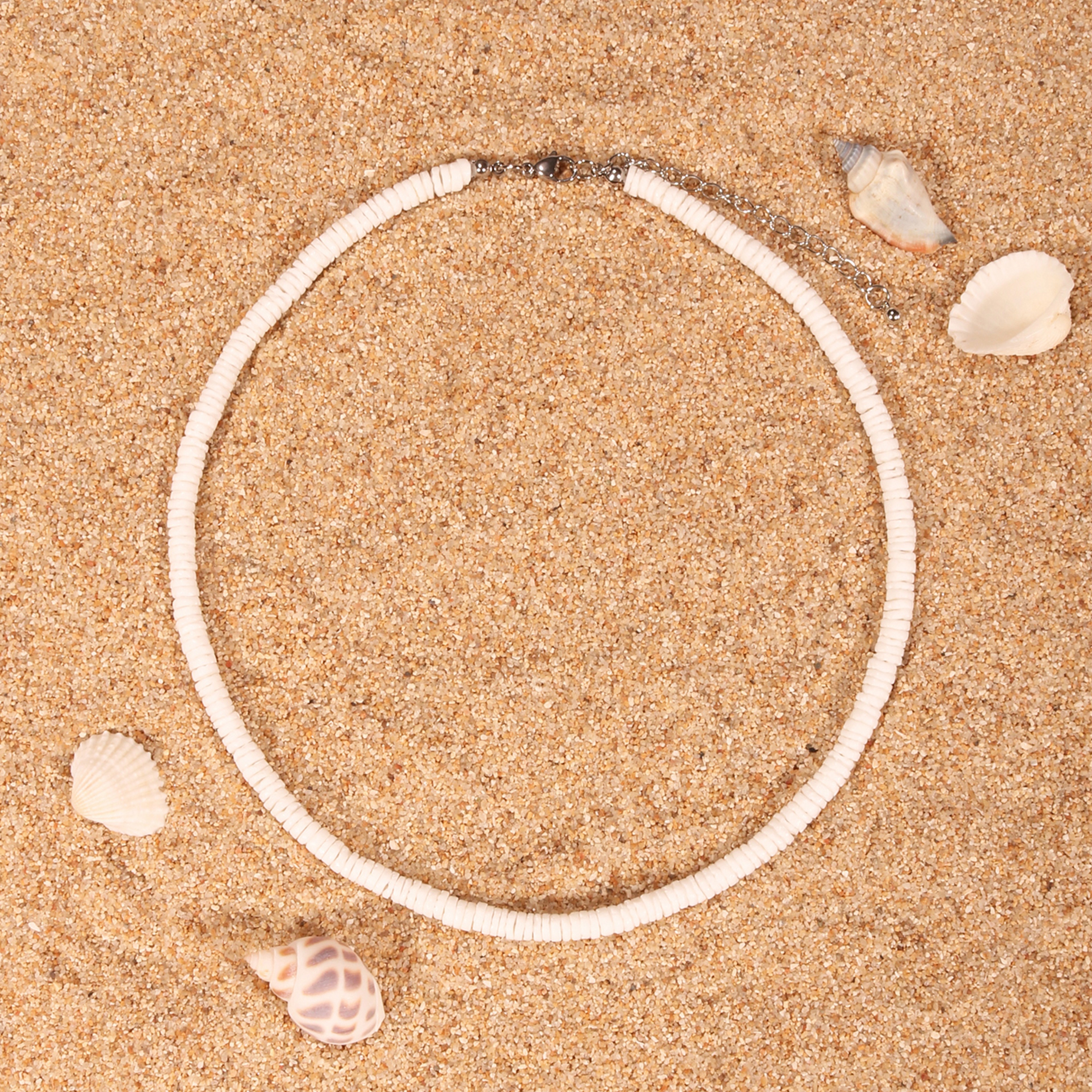 Natural White Shell Surfer Necklace Bohemian Shell Beach Necklace Handmade Summer Jewelry – view 8