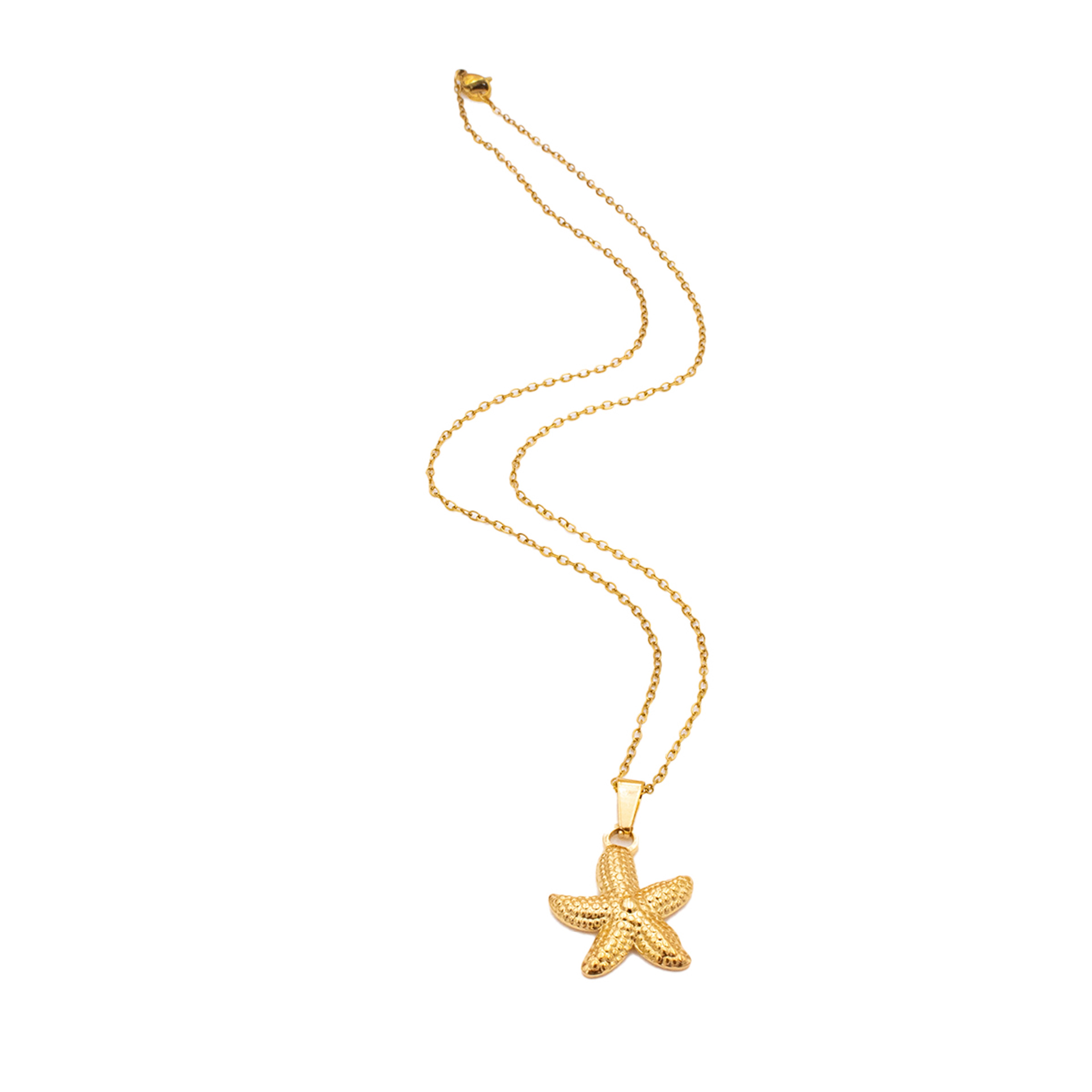 Gold Starfish Pendant Necklace For Women Stainless Steel Waterproof Beach Jewelry 5