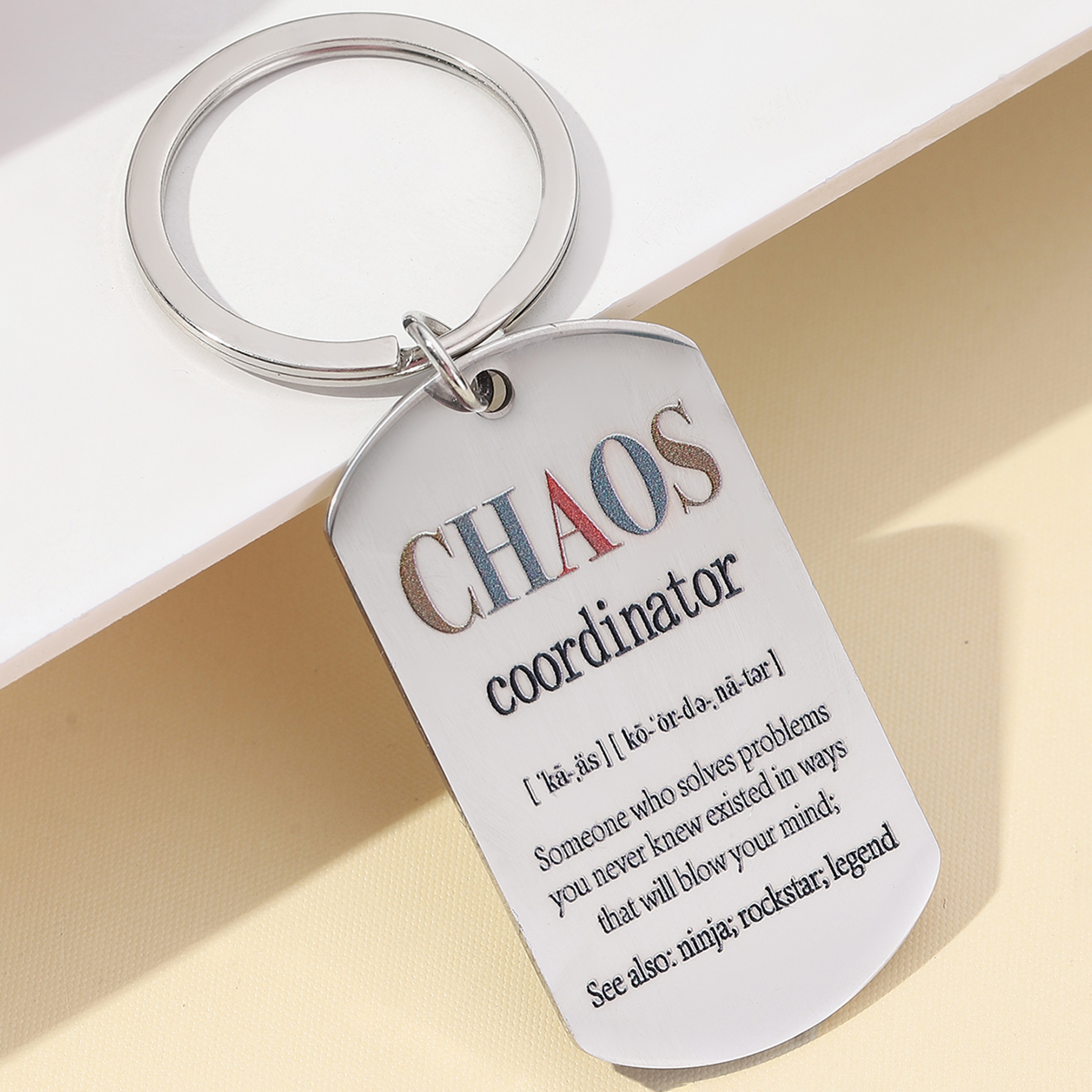 Spanish Chaos Coordinator Stainless Steel Keychain for Boss and Coworkers – view 5