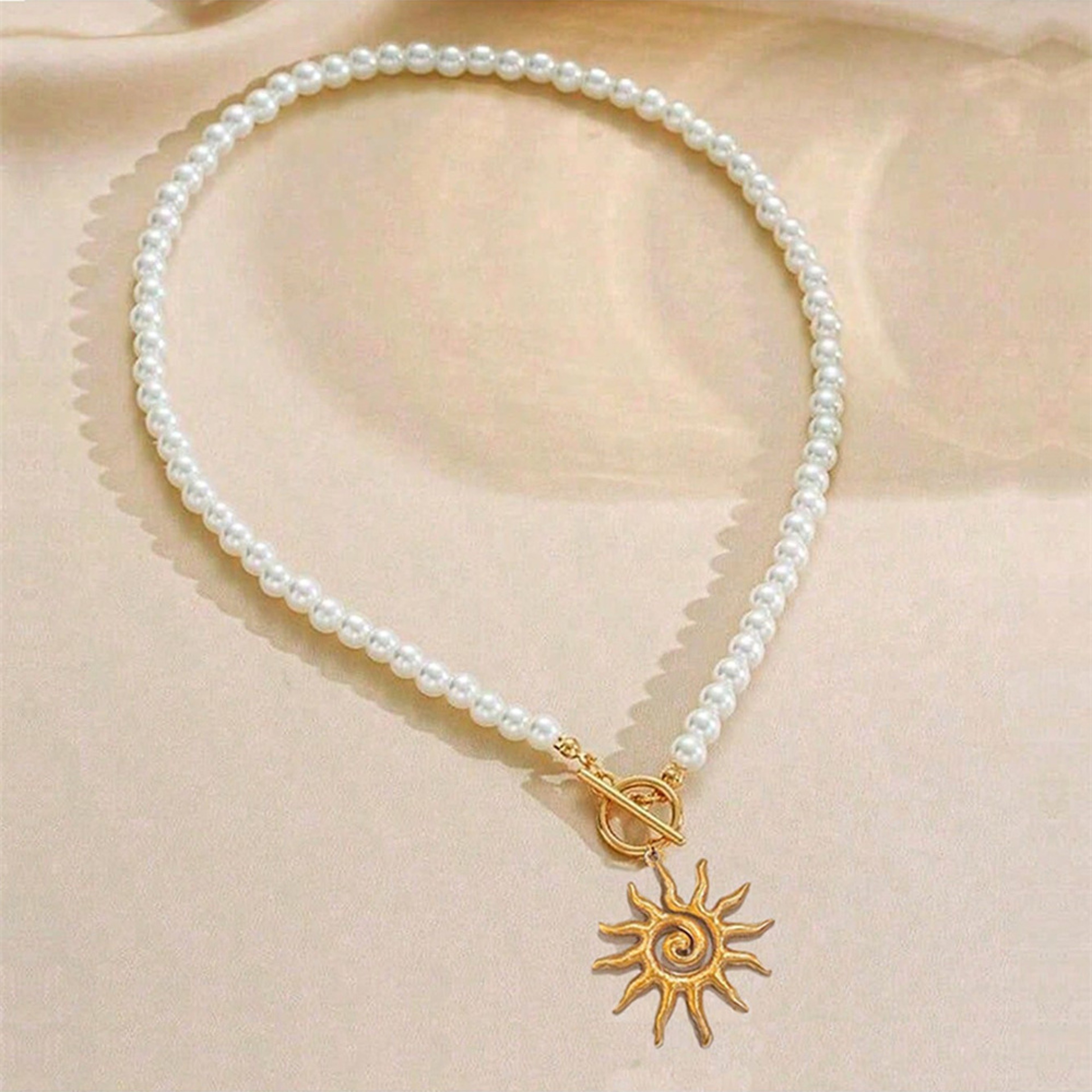 Sunburst Pearl Pendant Necklace – view 3