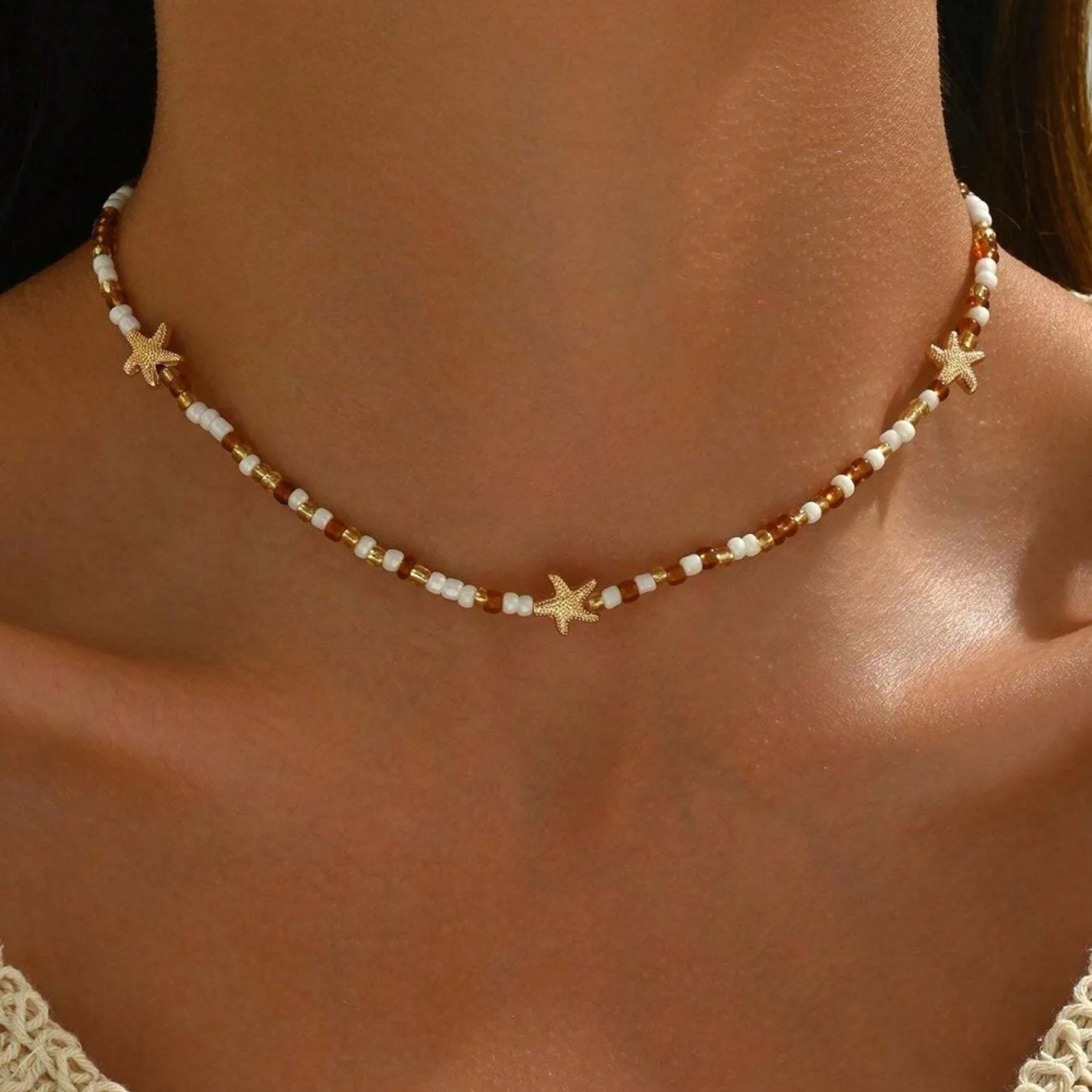 Handmade Starfish Pearl Choker Necklace for Beach Vacation and Summer Gifts – view 6