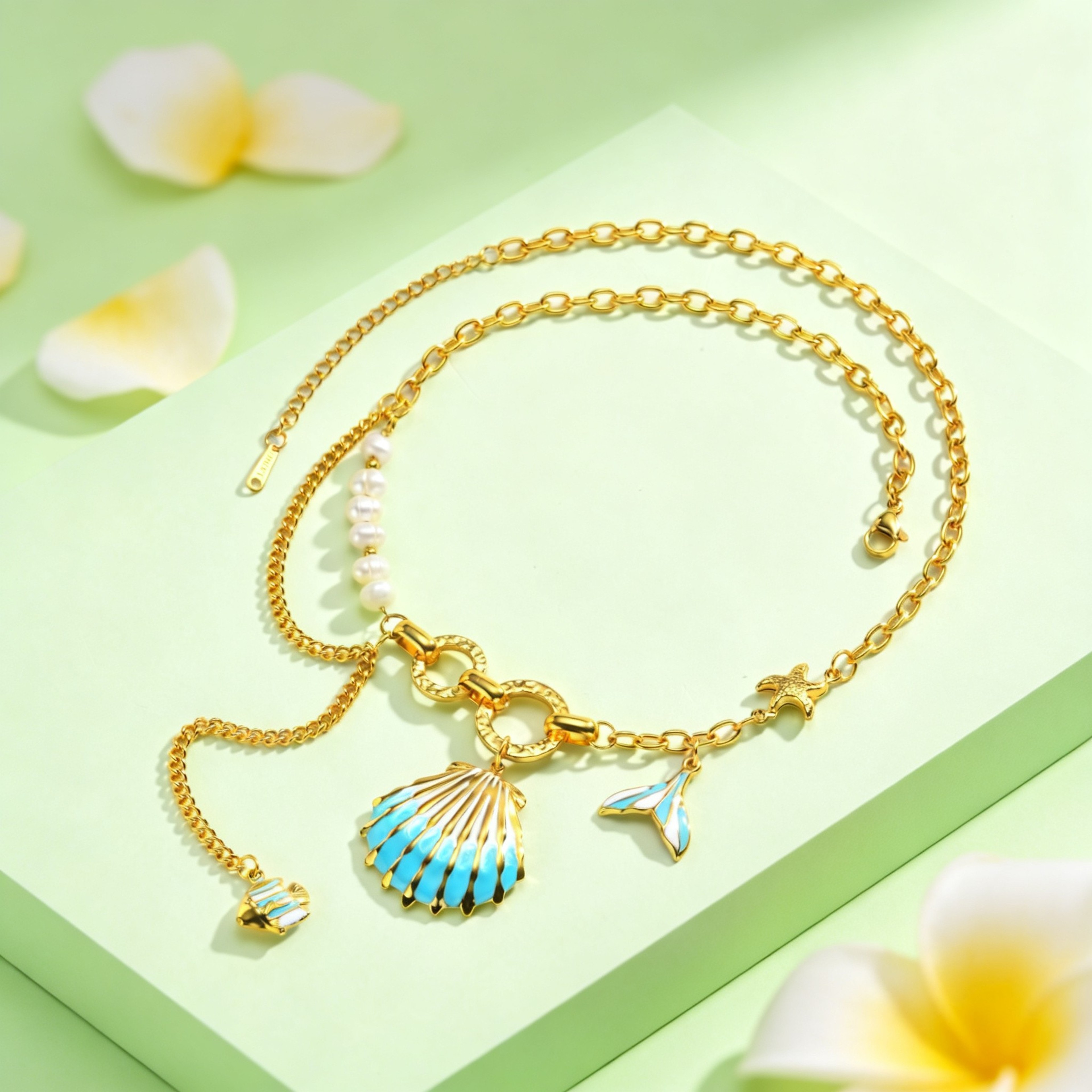 Ocean Breeze Pearl and Starfish Necklace for Women – view 5