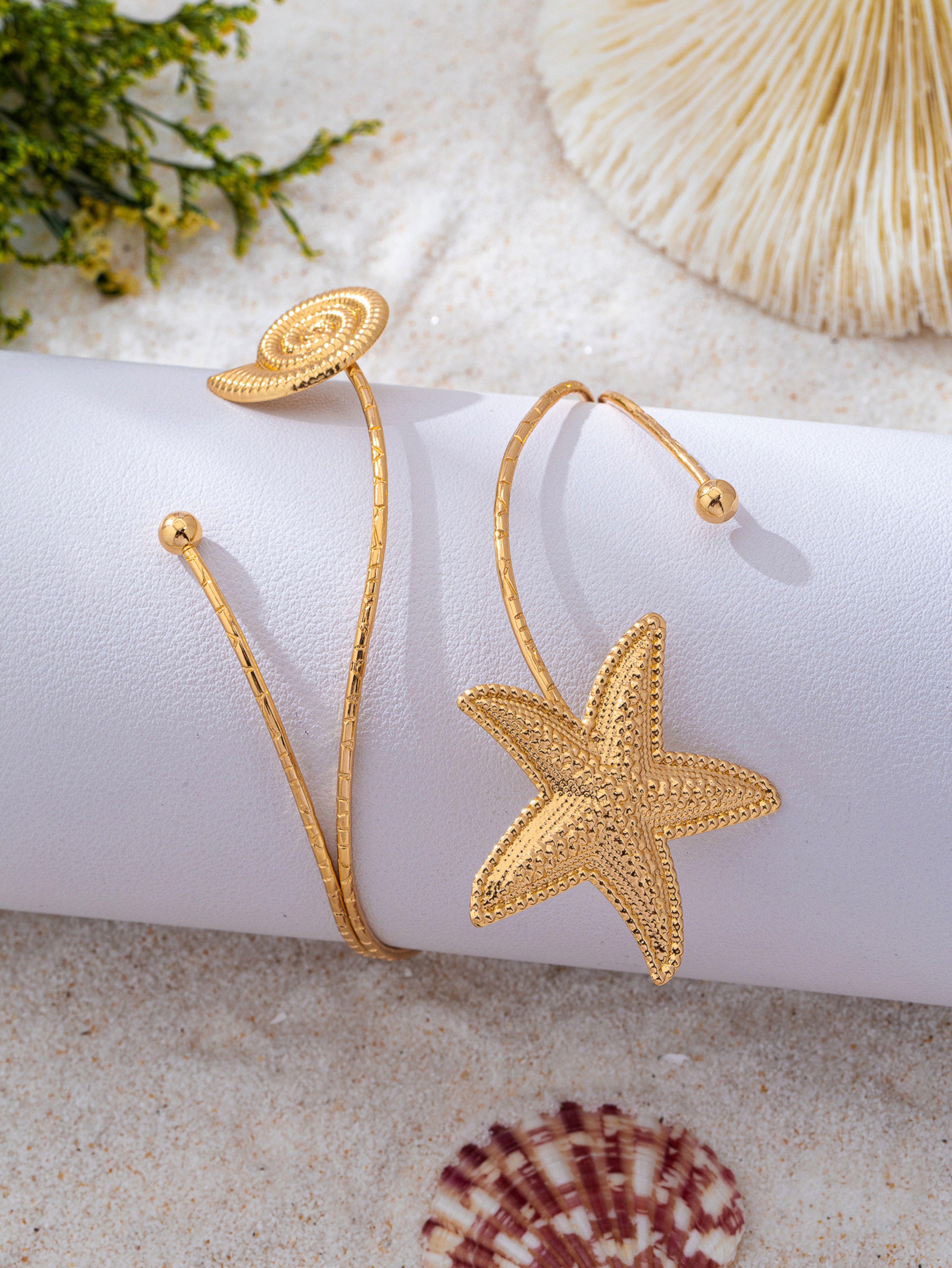 Gold Starfish Upper Arm Bracelet Set – view 4