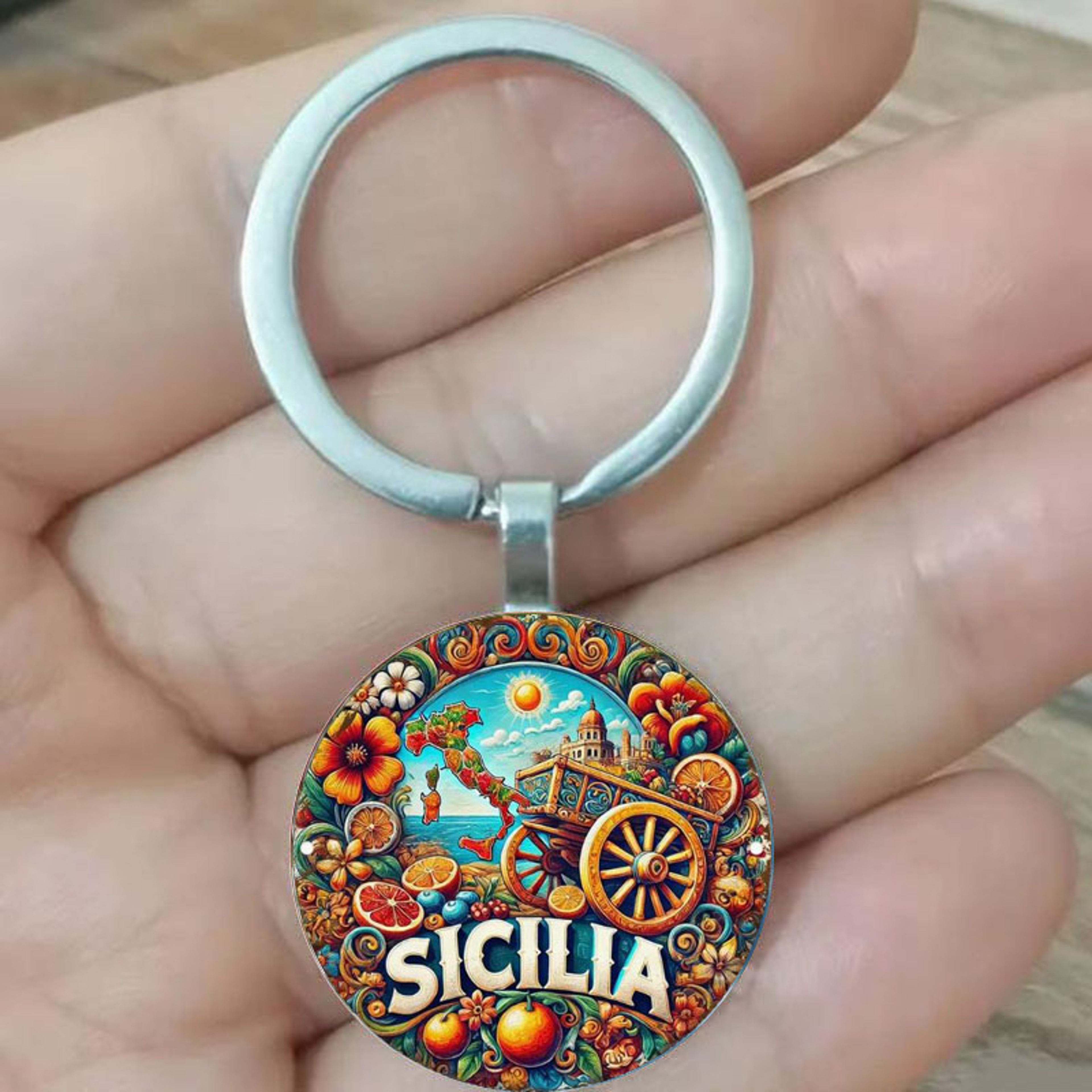 Handmade Sicilian Carriage Keychain Vintage Italian Souvenir – view 6