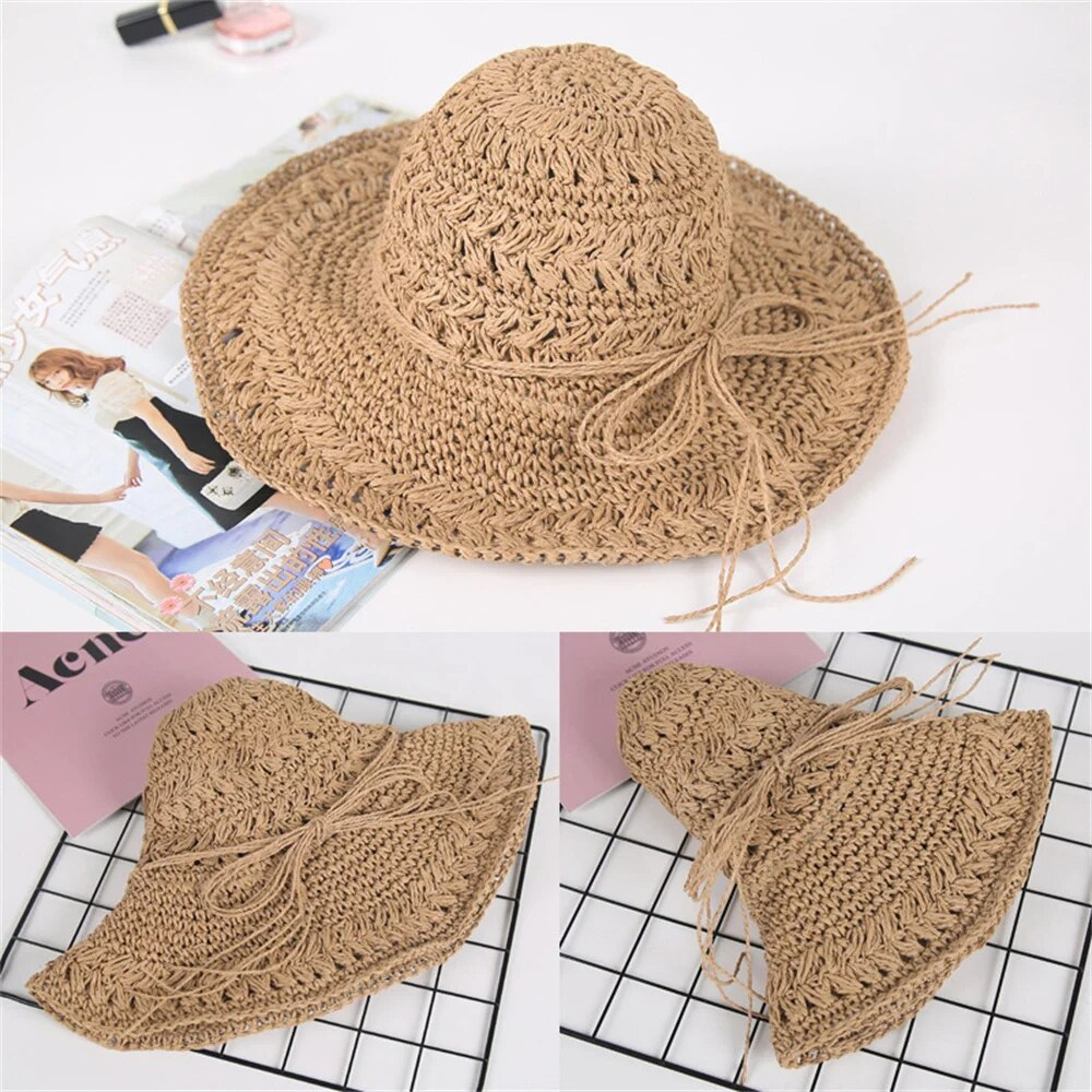 Elegance Wide Brim Straw Sun Hat for Women – view 4