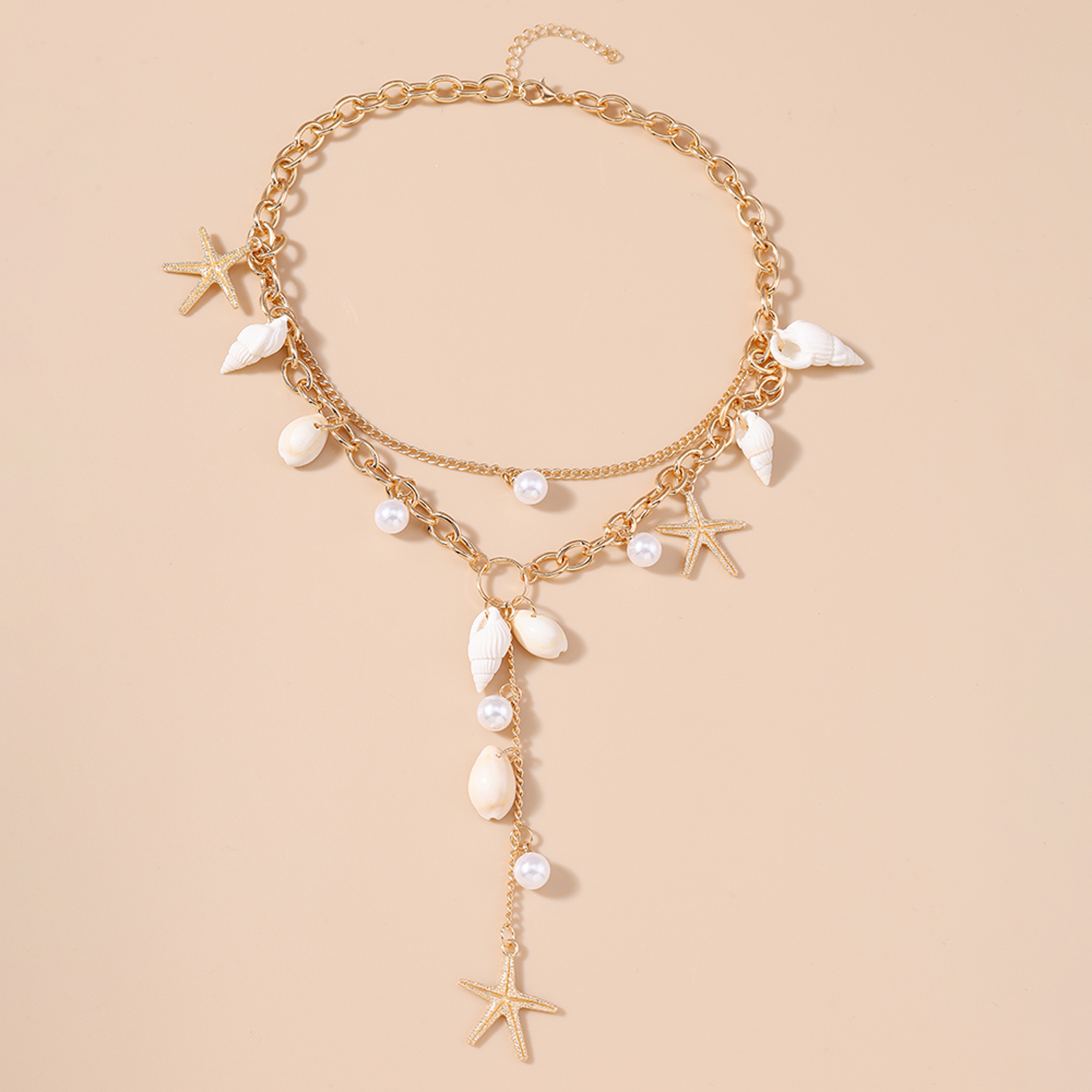 Aihua Bohemian Beach Necklace with Seashell Choker and Pearl Starfish Pendants – view 5