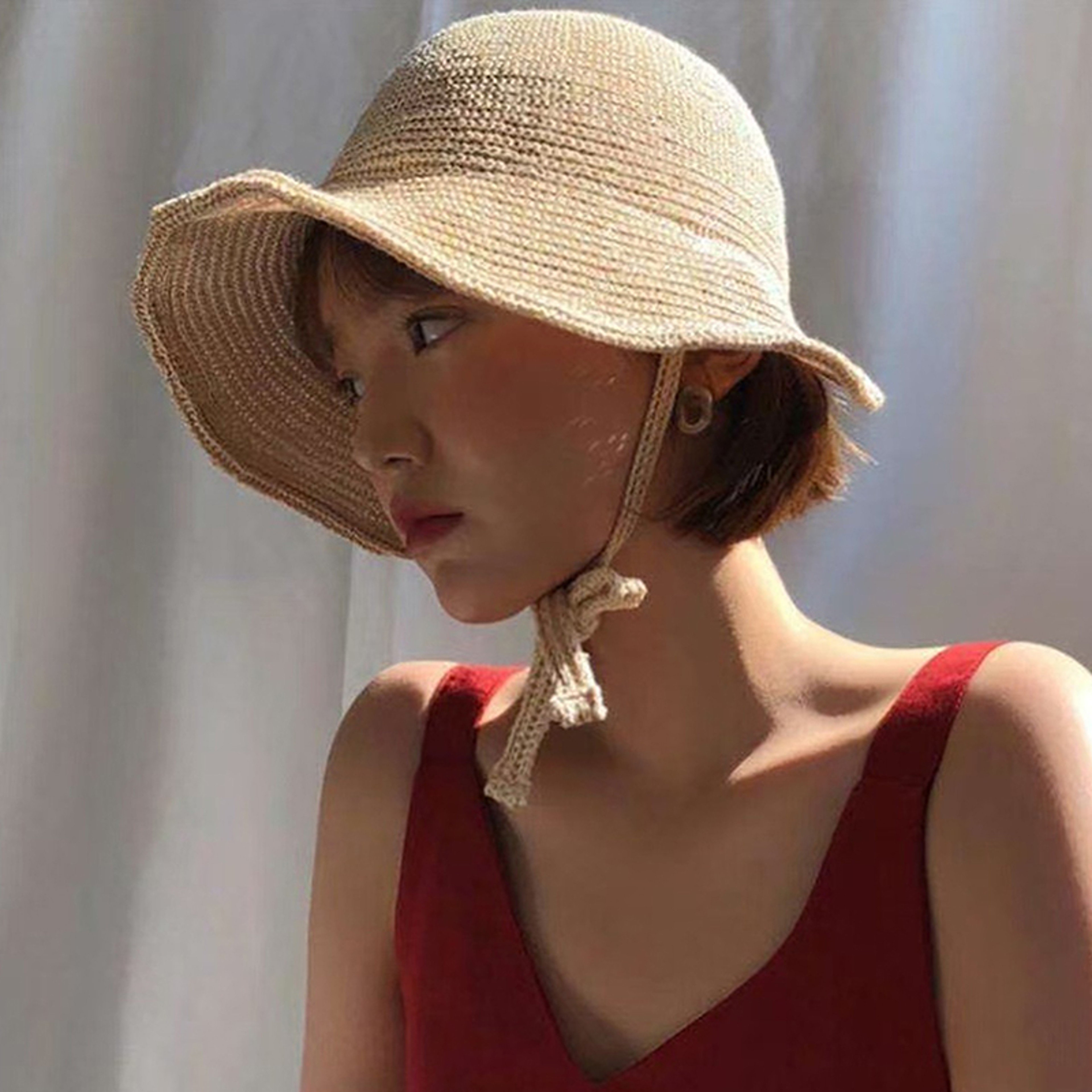 Linen Straw Regency Bonnet Hat for Women Wide Brim Beach Sun Hat – view 2