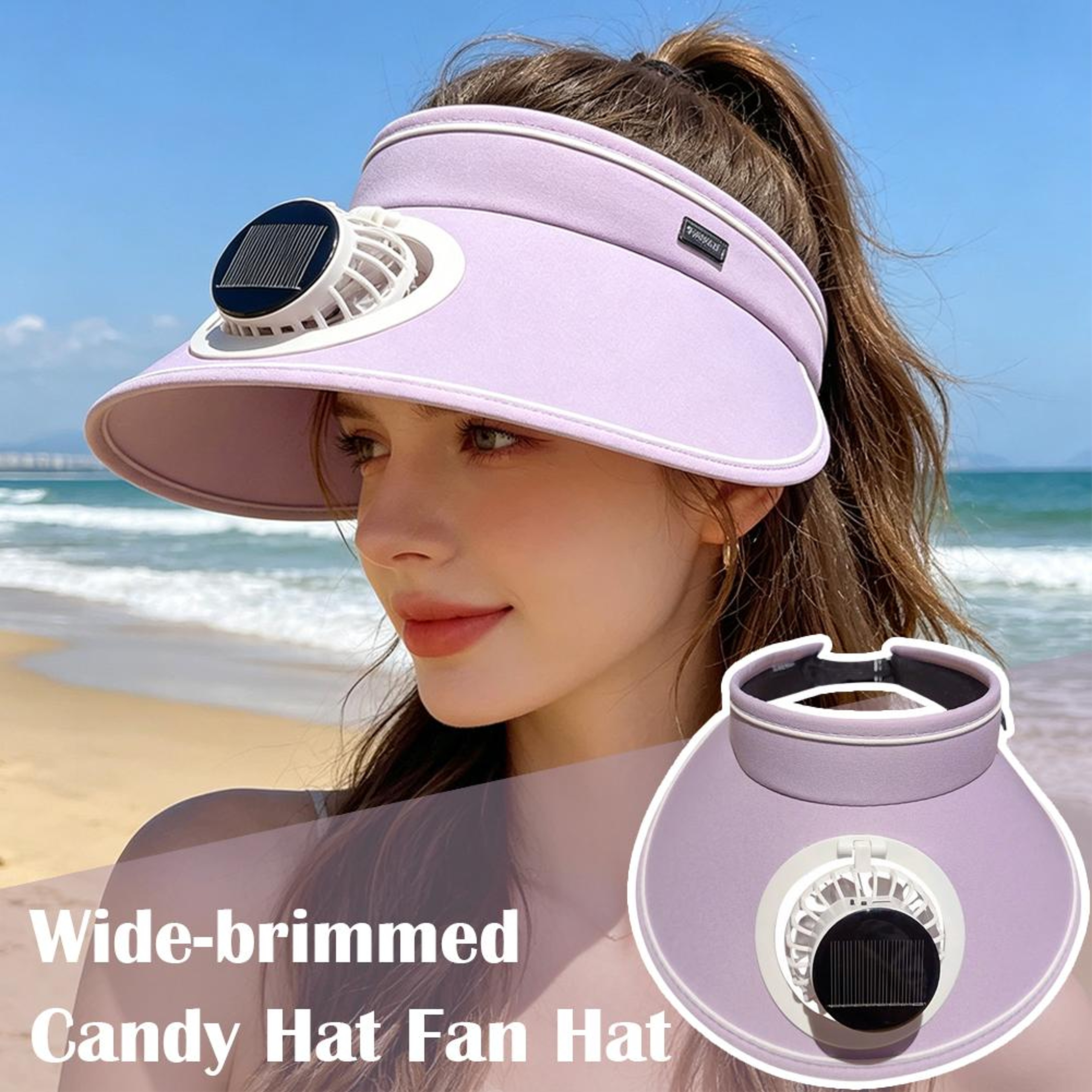 Adjustable Wide Brim Solar Fan Sun Hat For Outdoor Cooling 0