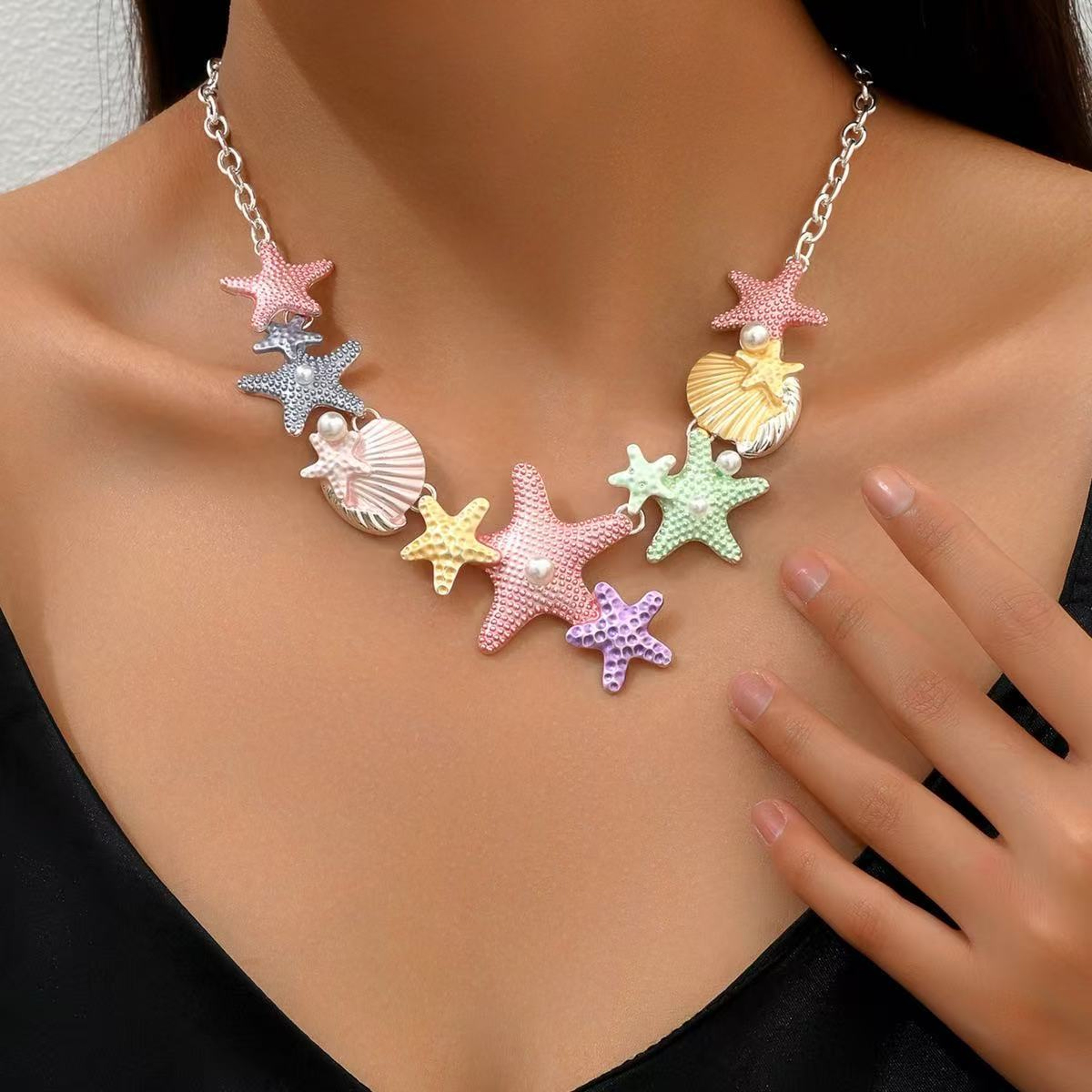 Macaron Shell Starfish Necklace Summer Beach Jewelry – view 5