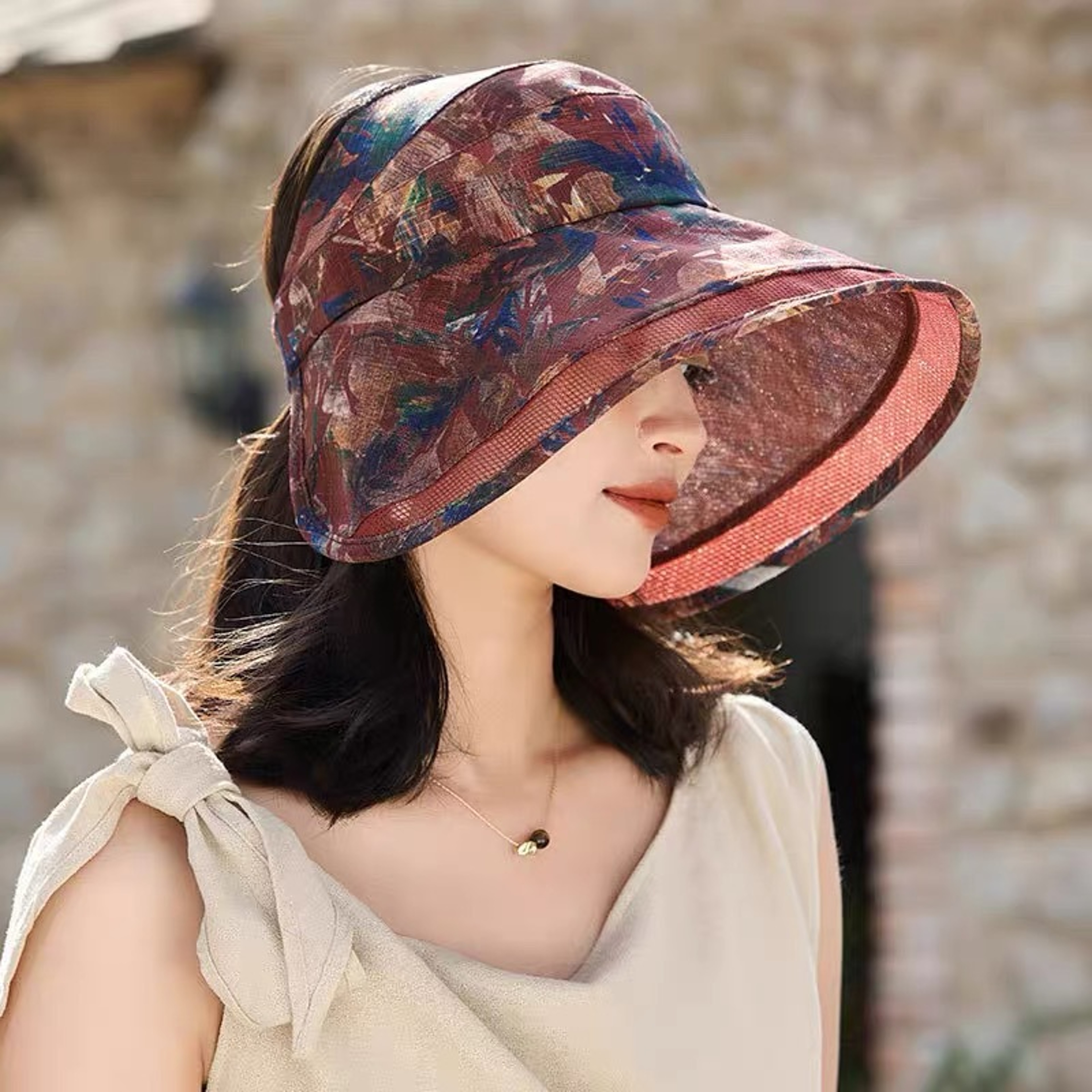 Korean Adjustable Sun Bucket Hat with Large Brim – view 2