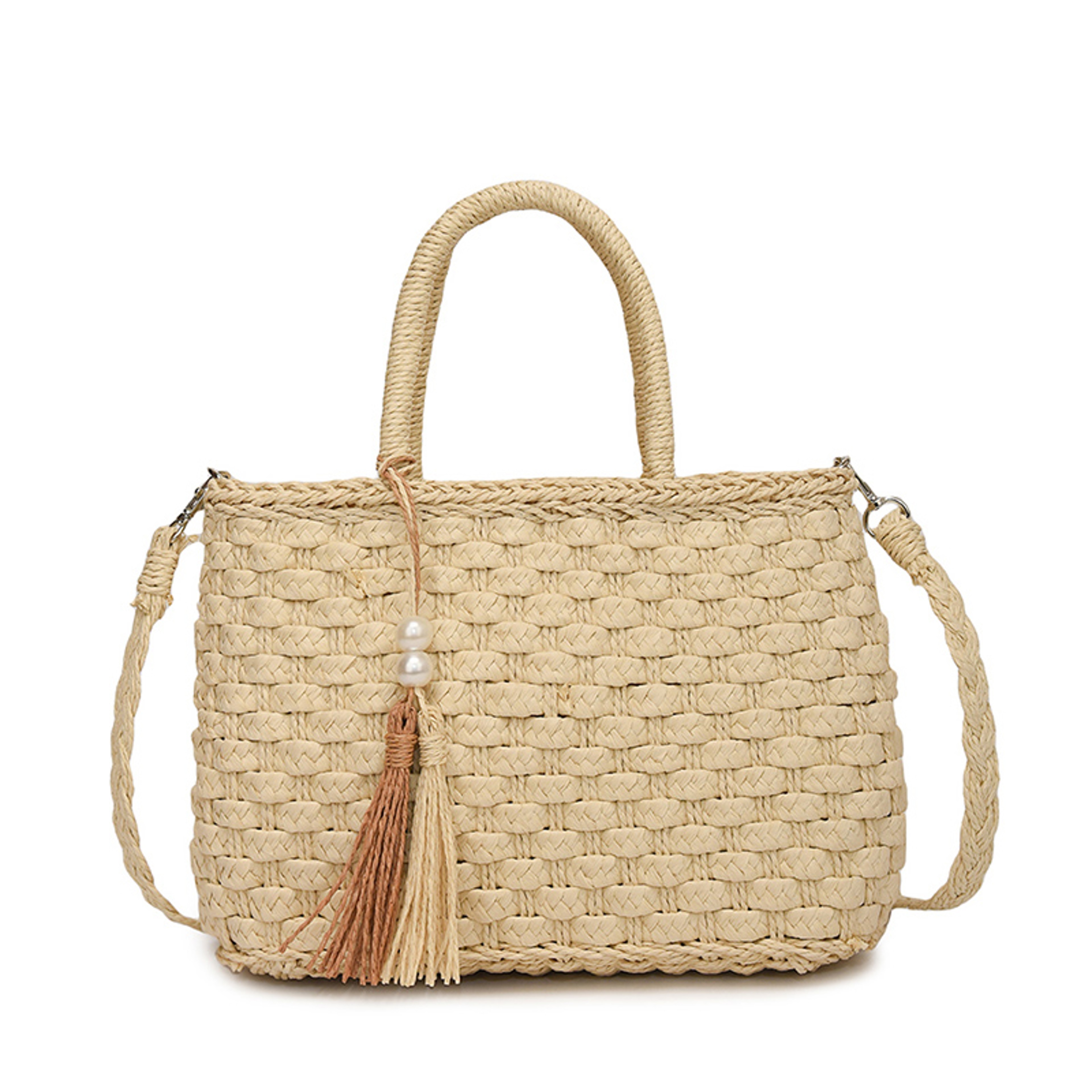 Straw Weaving Tassel Drawstring Shoulder Bag – view 7