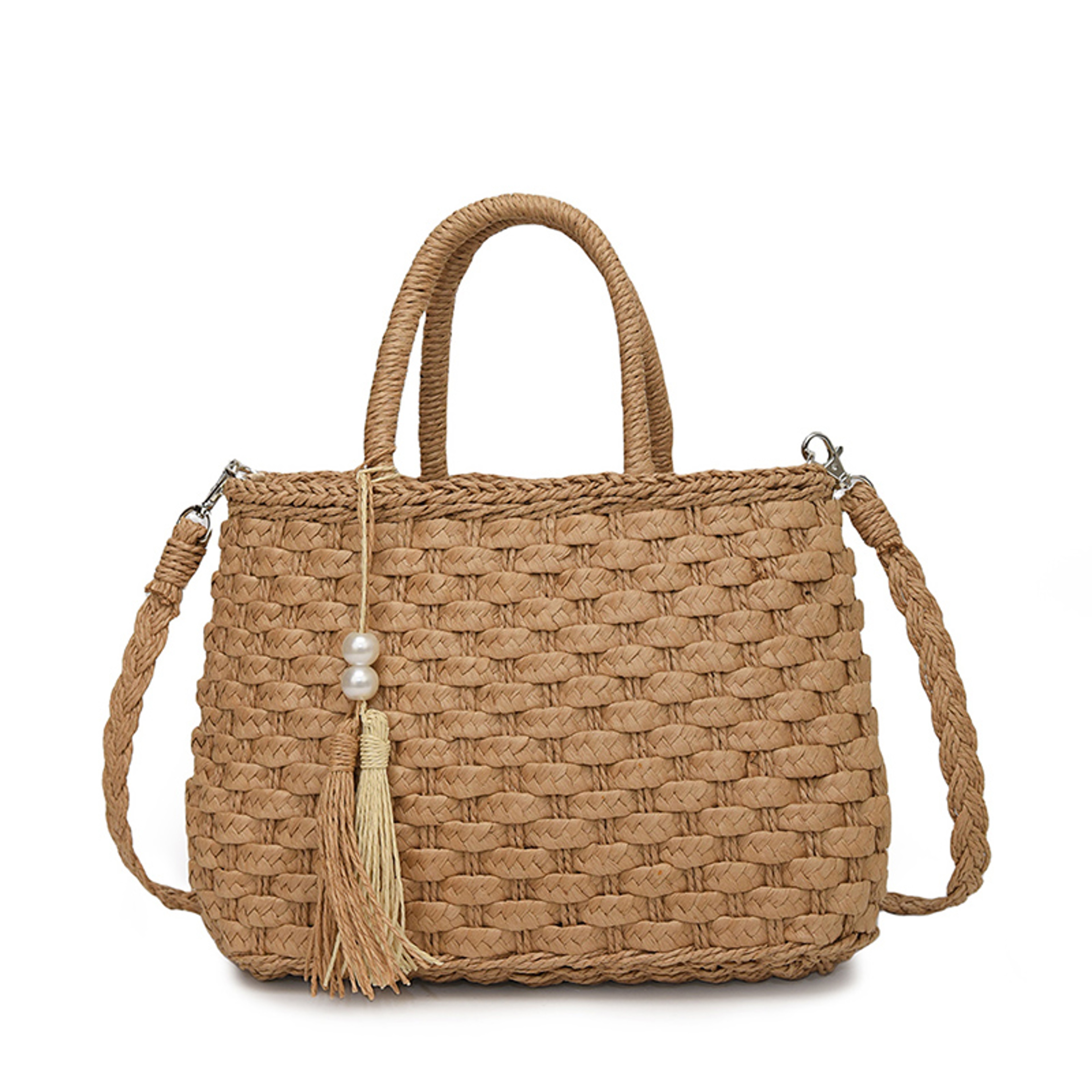 Straw Weaving Tassel Drawstring Shoulder Bag – view 8