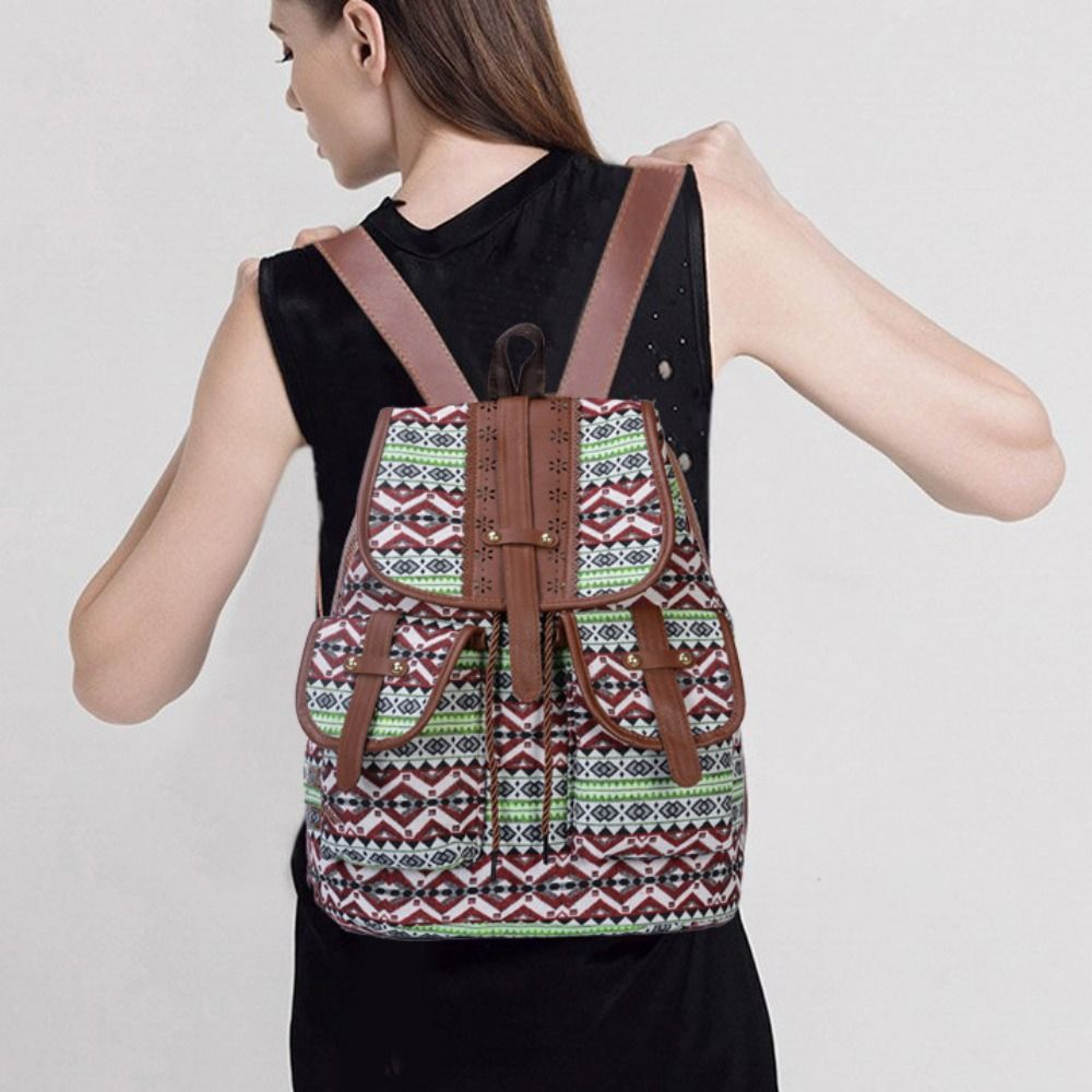 Ethnic Style Canvas Travel Backpack for Students – view 1