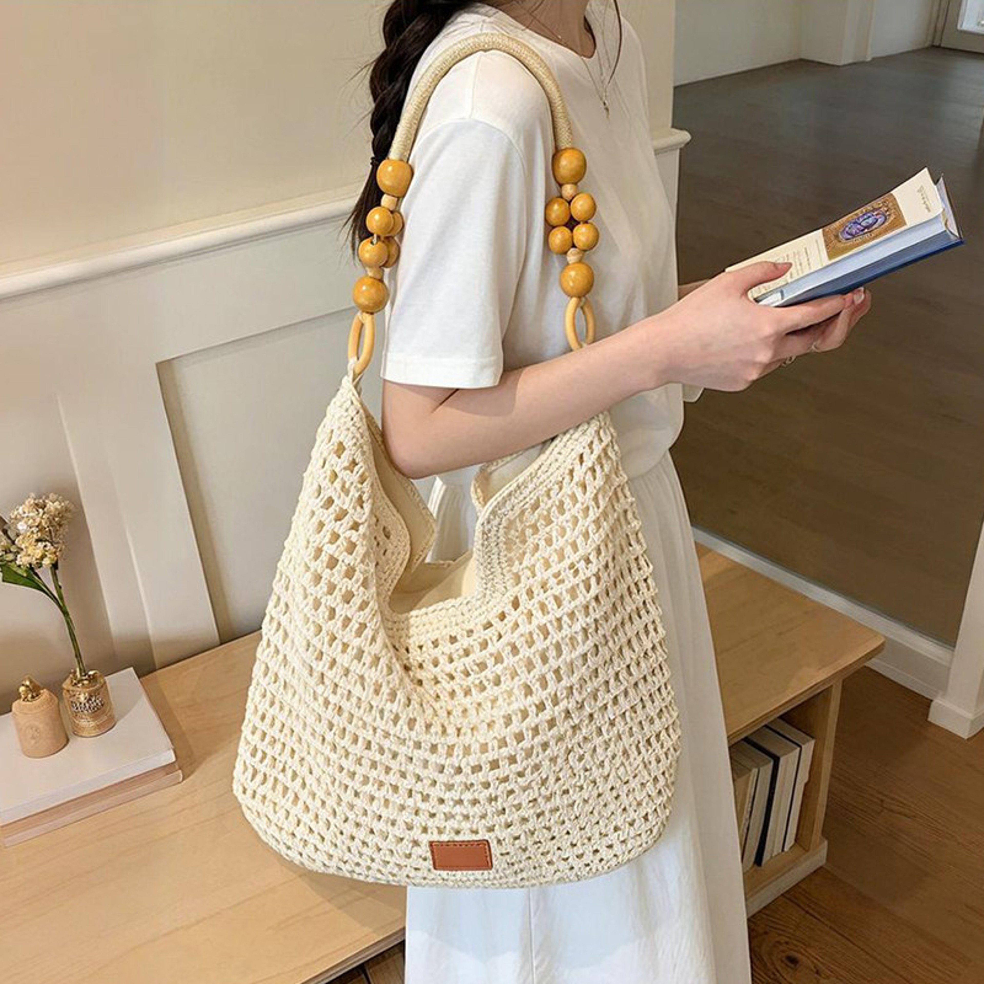 Handcrafted Cotton Crochet Beach Tote – view 9