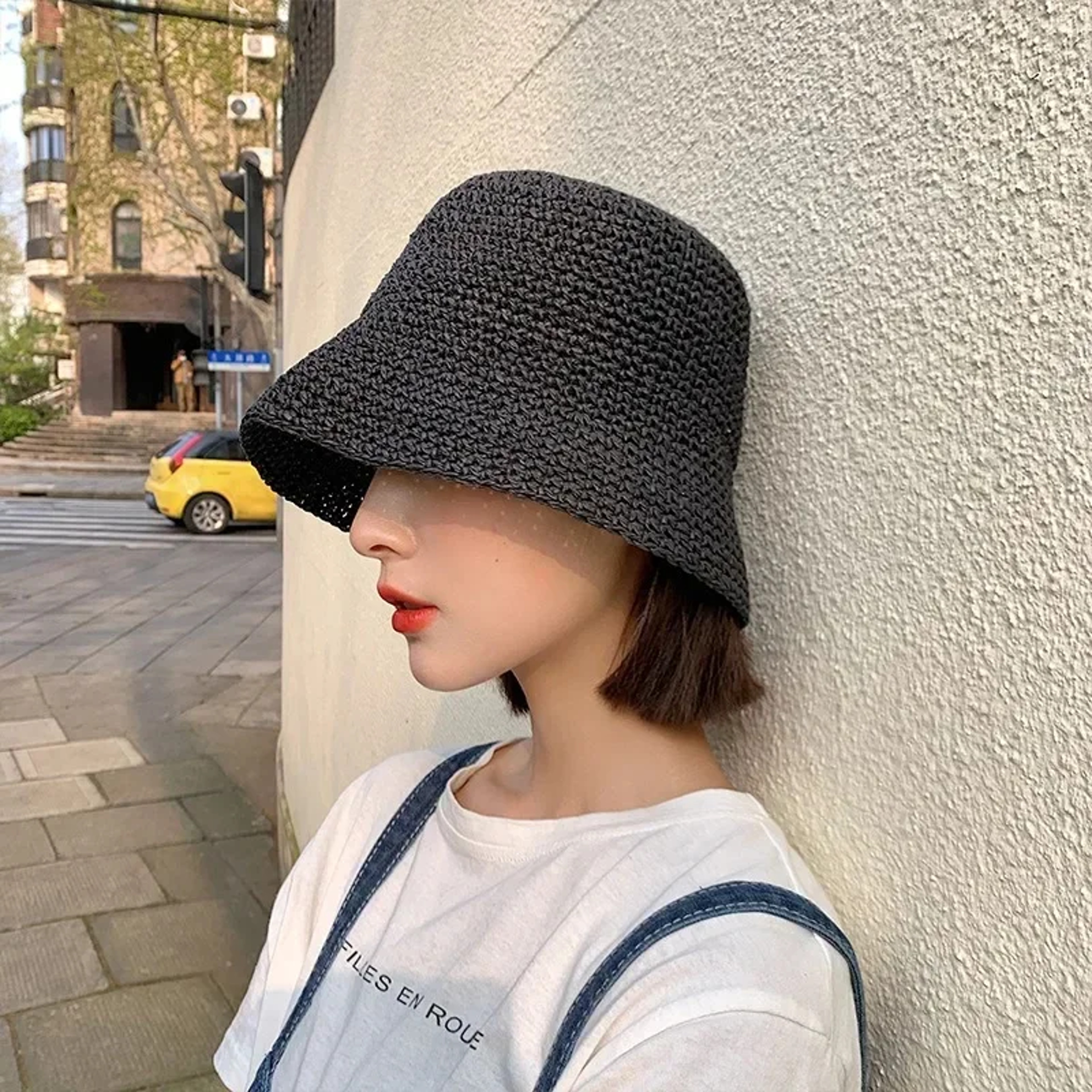 Handmade Straw Bucket Hat for Women Summer Sun Protection – view 4
