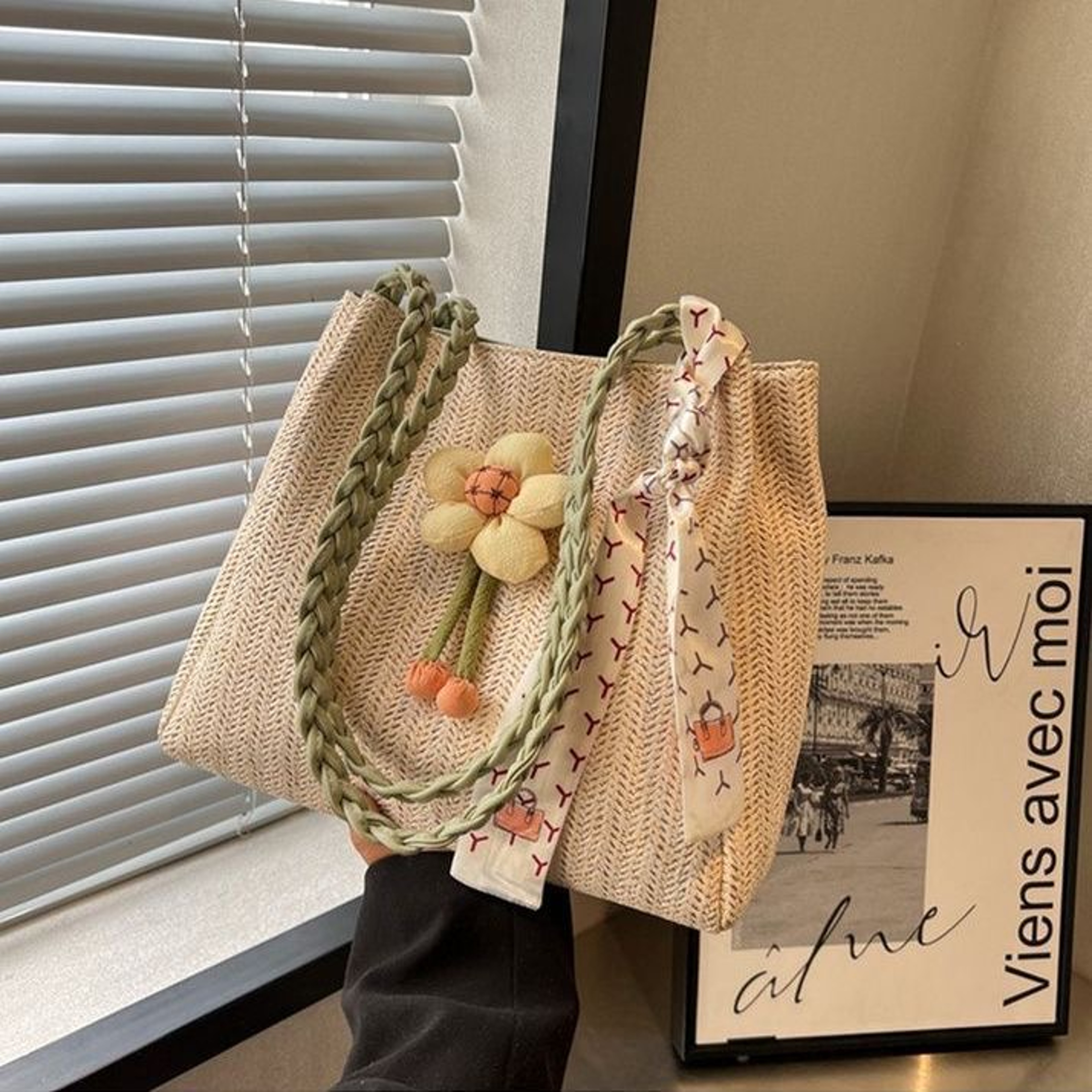 Summer Straw Beach Tote Bag Large Capacity Casual Woven Handbag – view 8