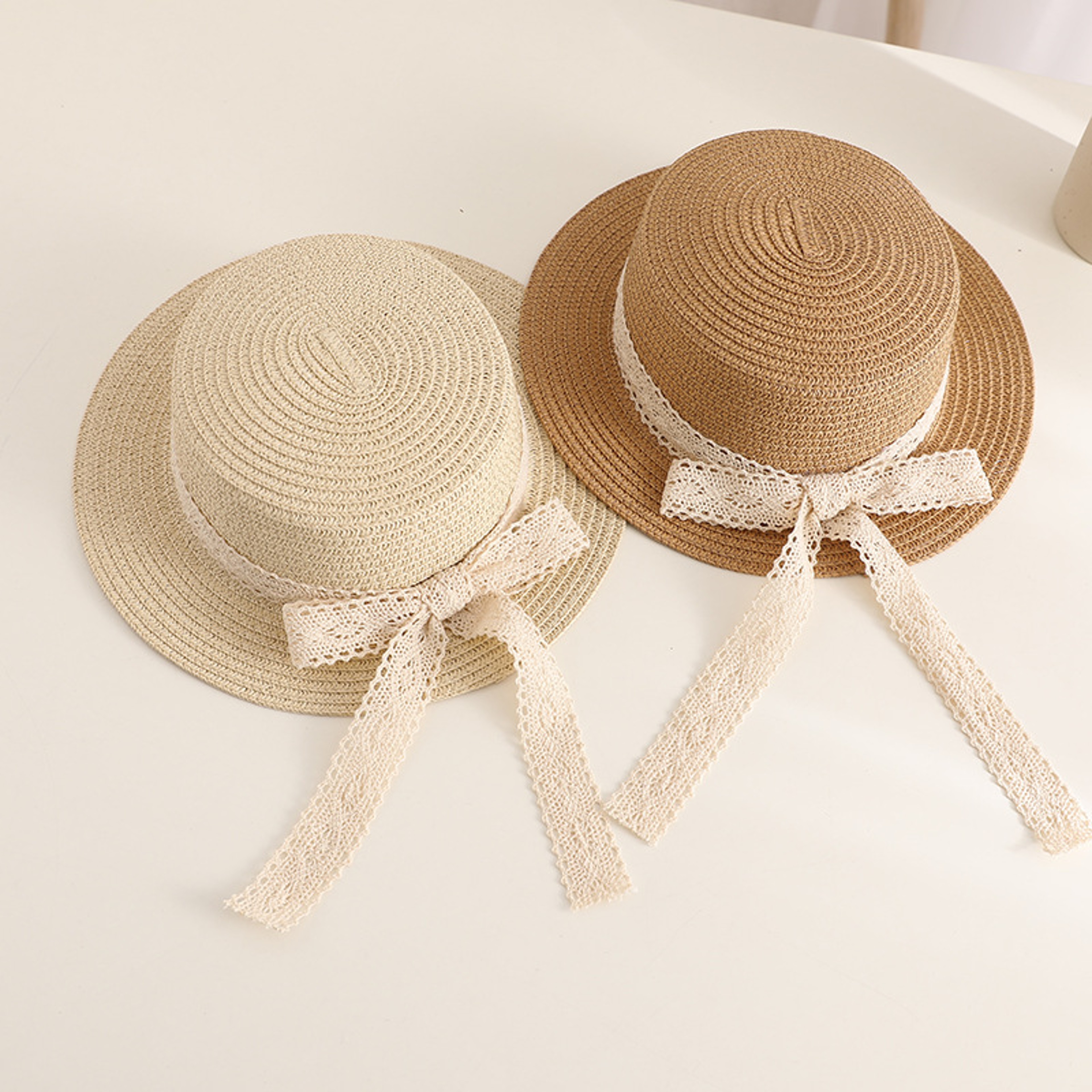 Cute Bow Streamer Kids Straw Hat for Summer UV Protection – view 4