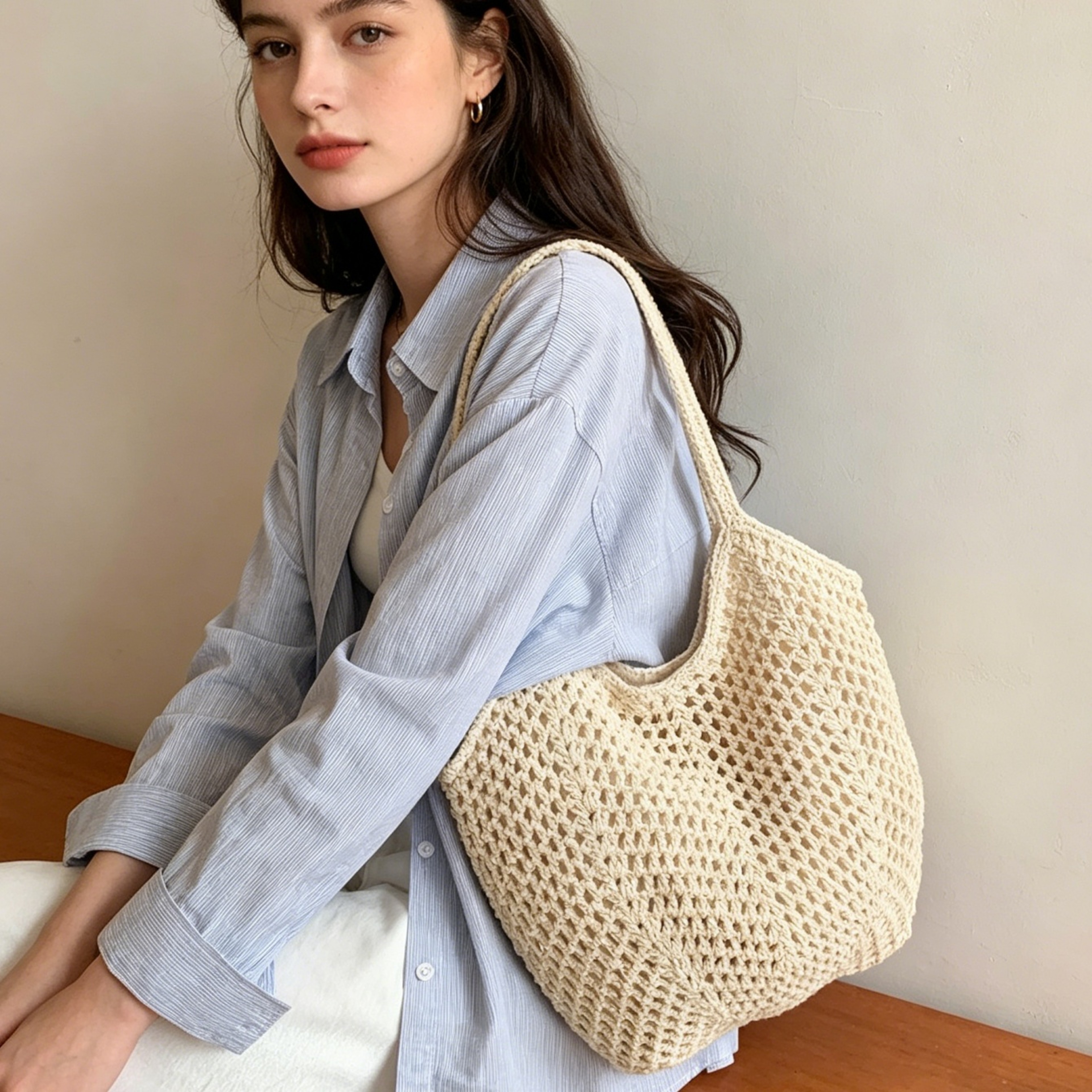 Summer Straw Beach Bag and Woven Tote Purse – view 1