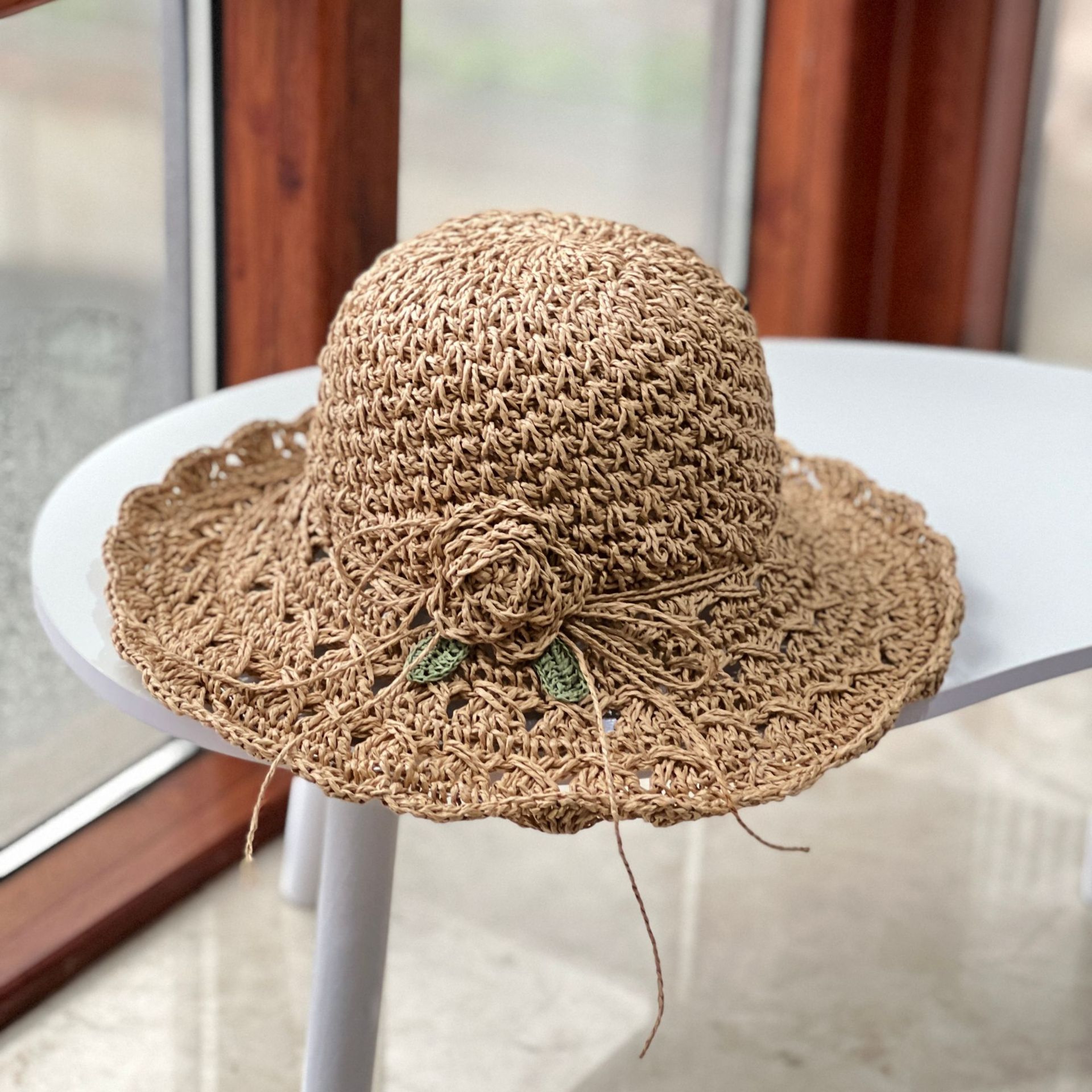 Handwoven Floral Straw Beach Hat For Women 0