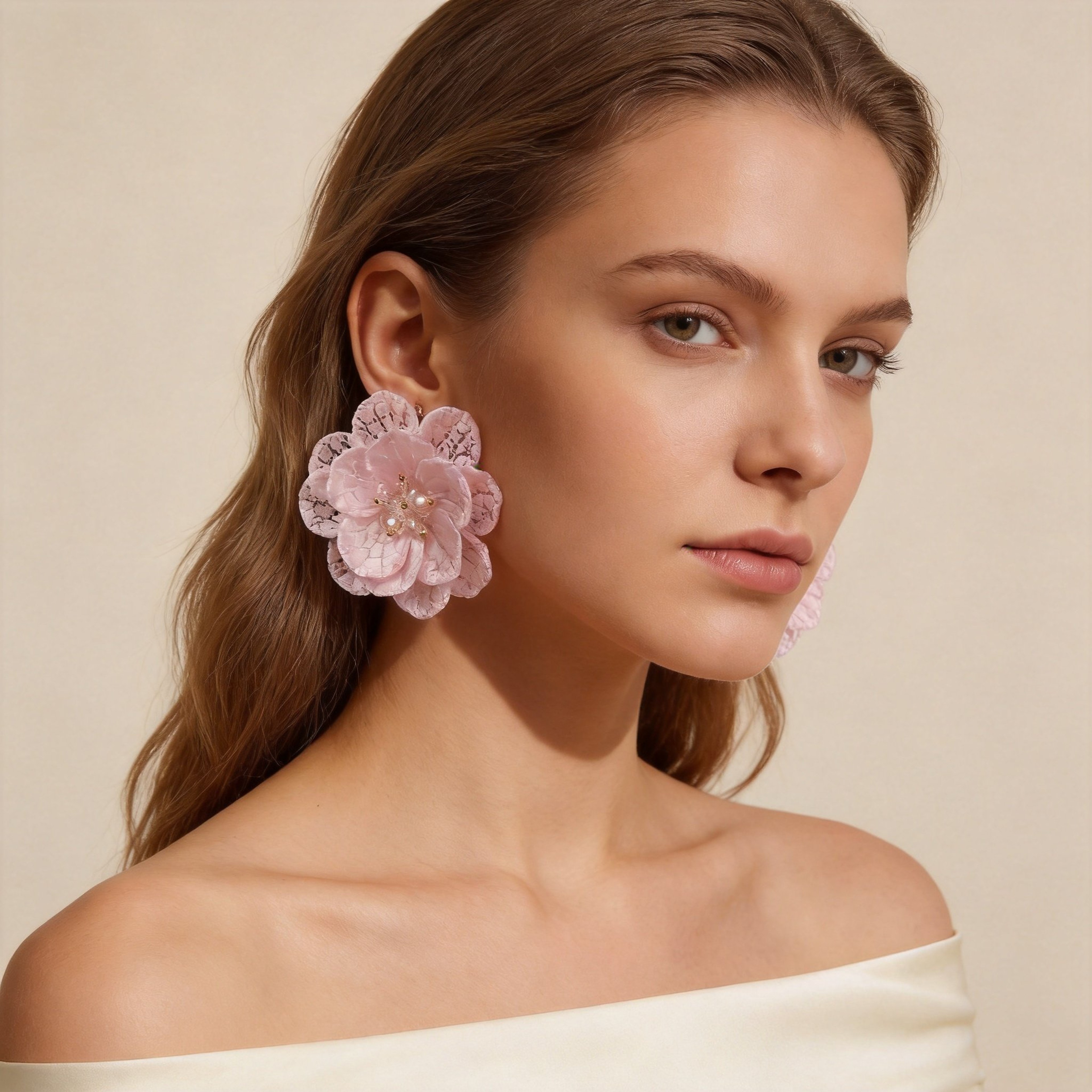 Purple Flower Stud Earrings Crystal Bead Earrings Cute Floral Jewelry Gift – view 7