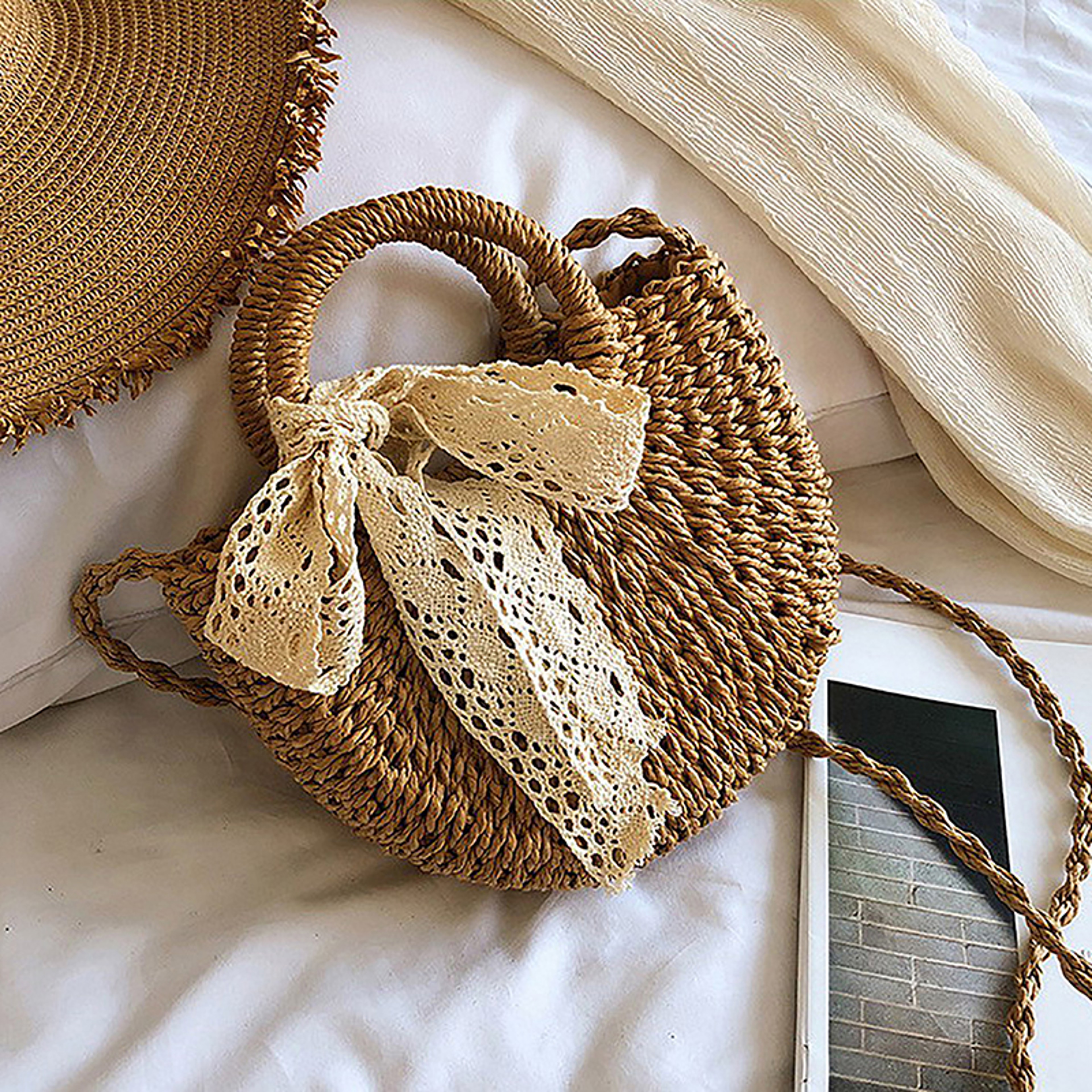 Handmade Rattan Crossbody Straw Beach Bag – view 5