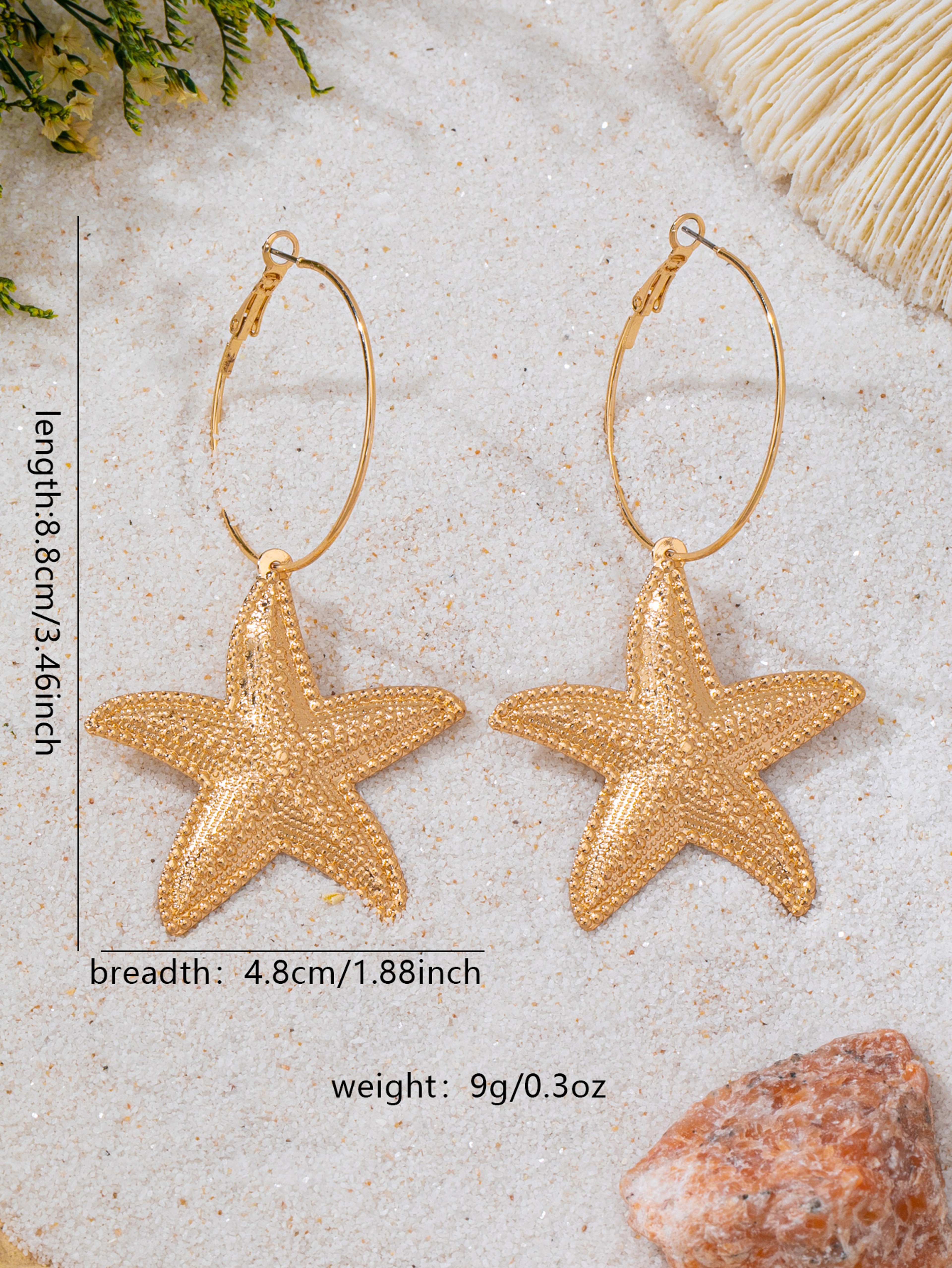 Textured Gold Starfish Earrings – view 5
