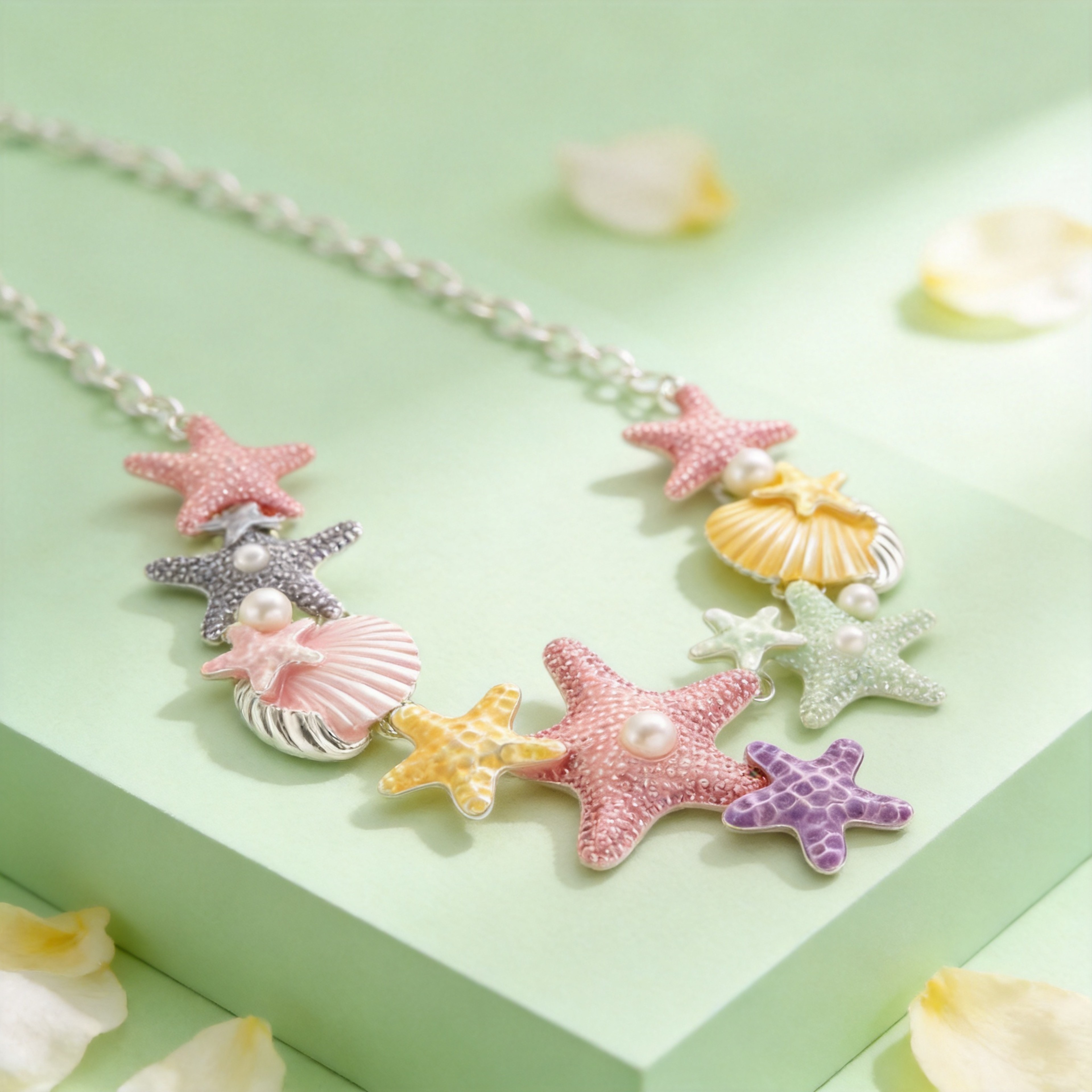 Macaron Shell Starfish Pendant Necklace for Summer Seaside Holidays – view 4