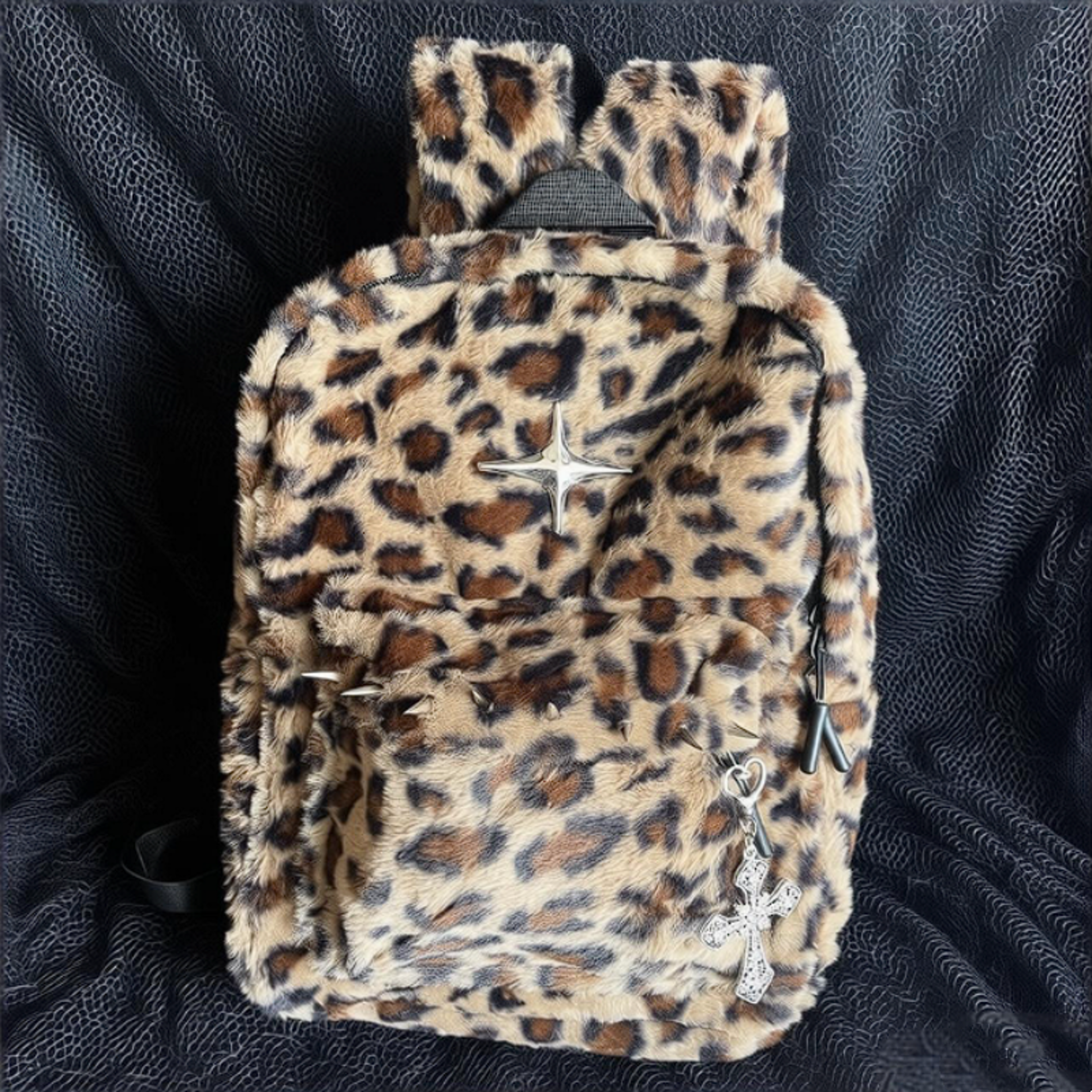 Leopard Print Fuffy Backpack for Women – view 6