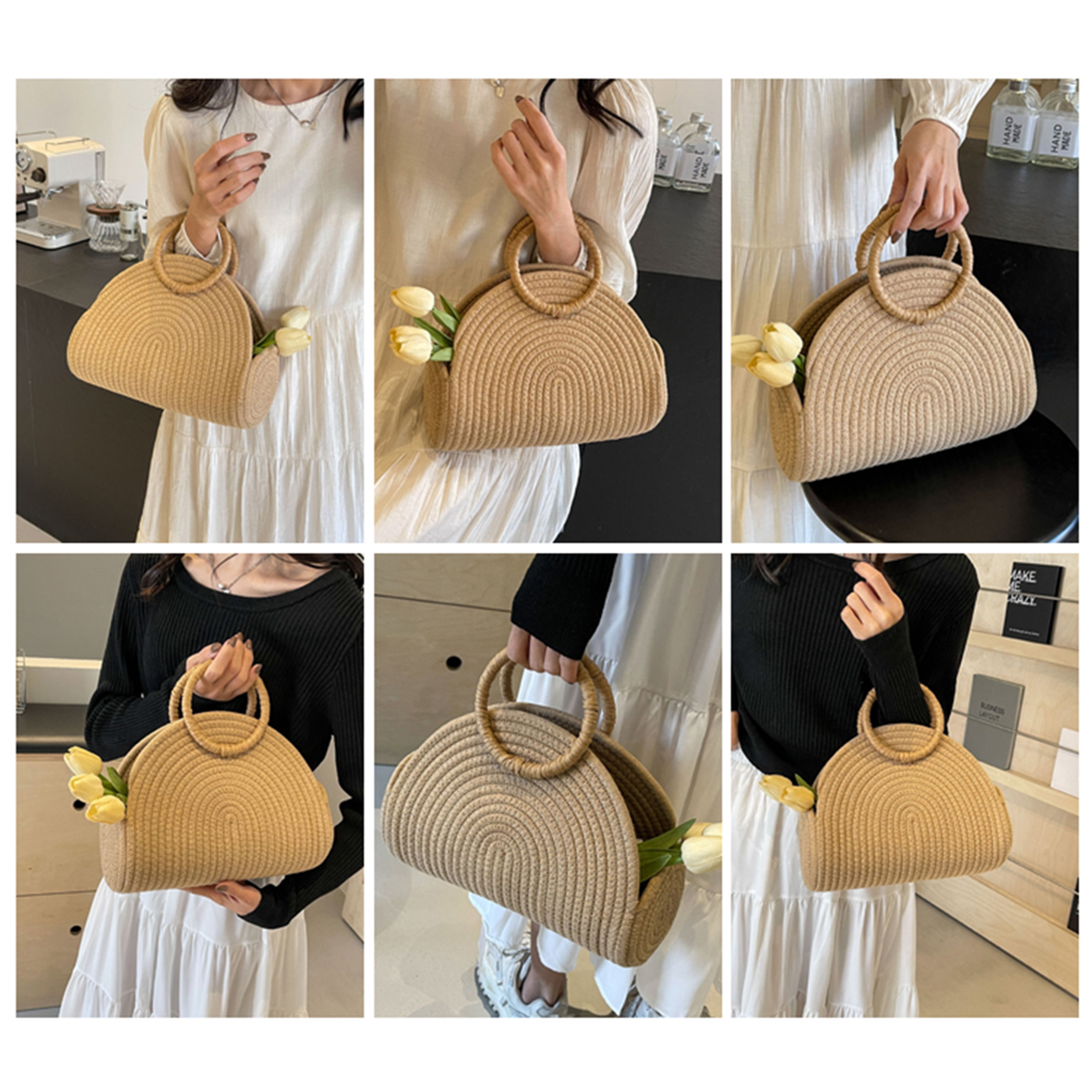 Boho Chic Handwoven Cotton Rope Shoulder Purse for Vacation and Travel – view 3