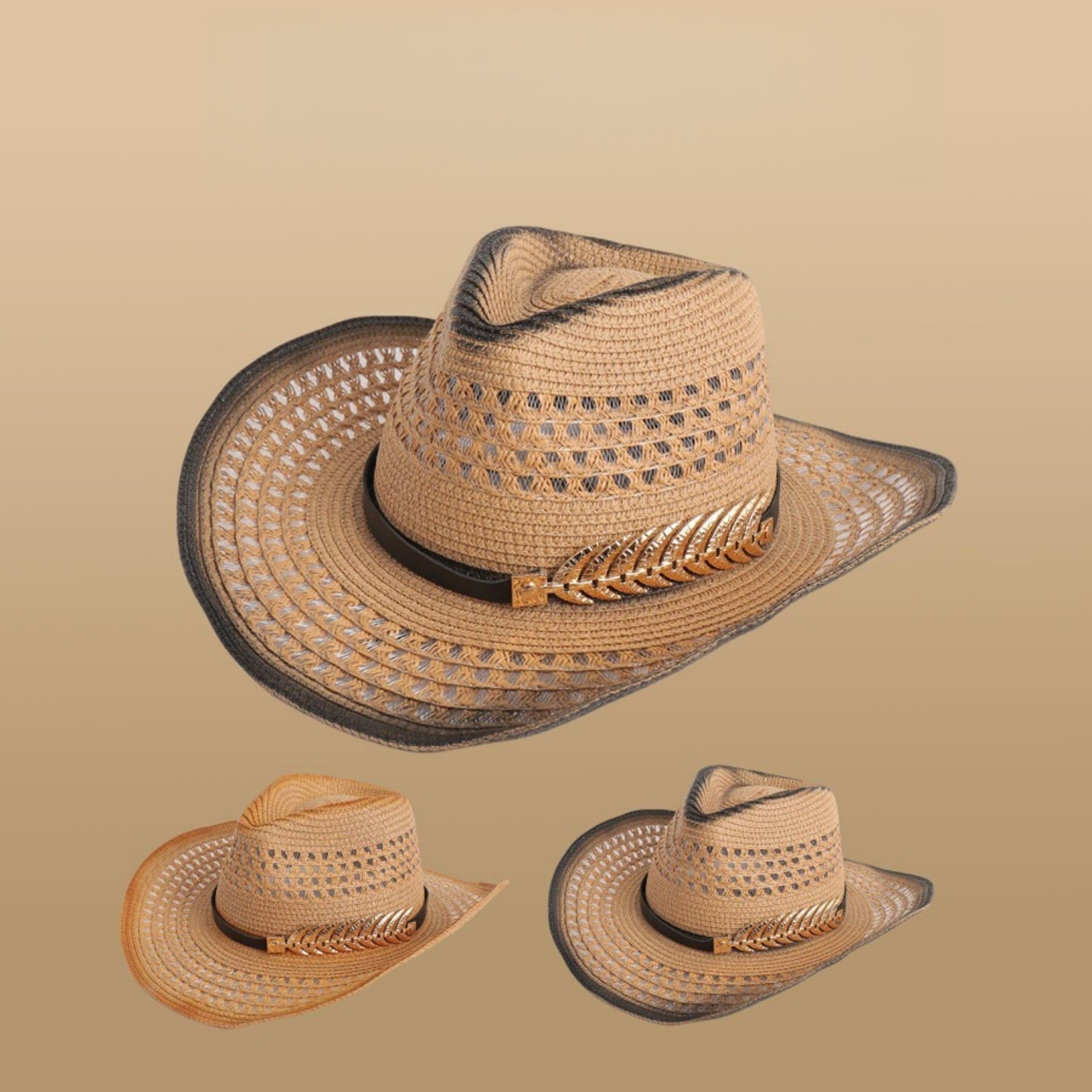 Western Denim Straw Hat 1