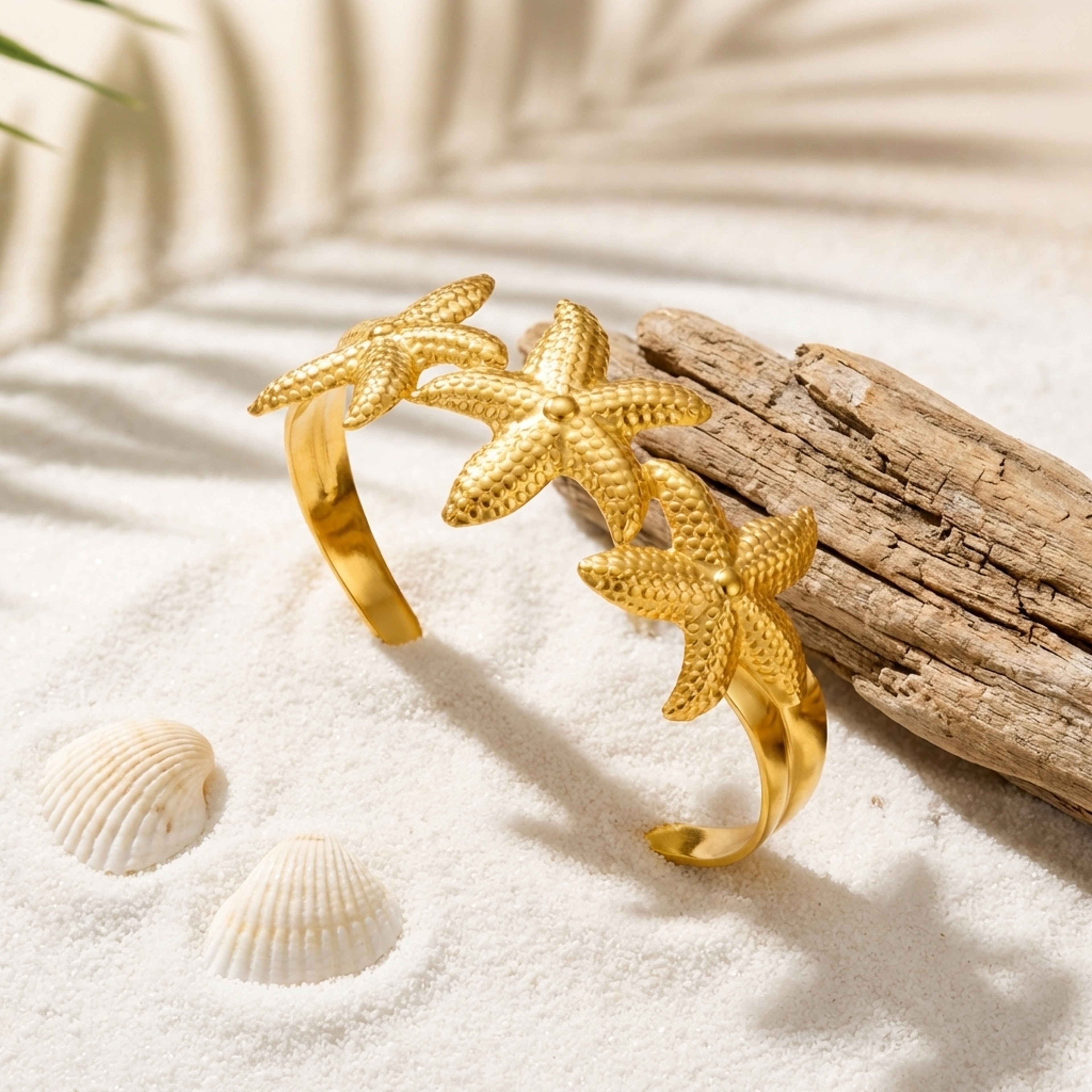 Gold Starfish Bangle Bracelet – view 6