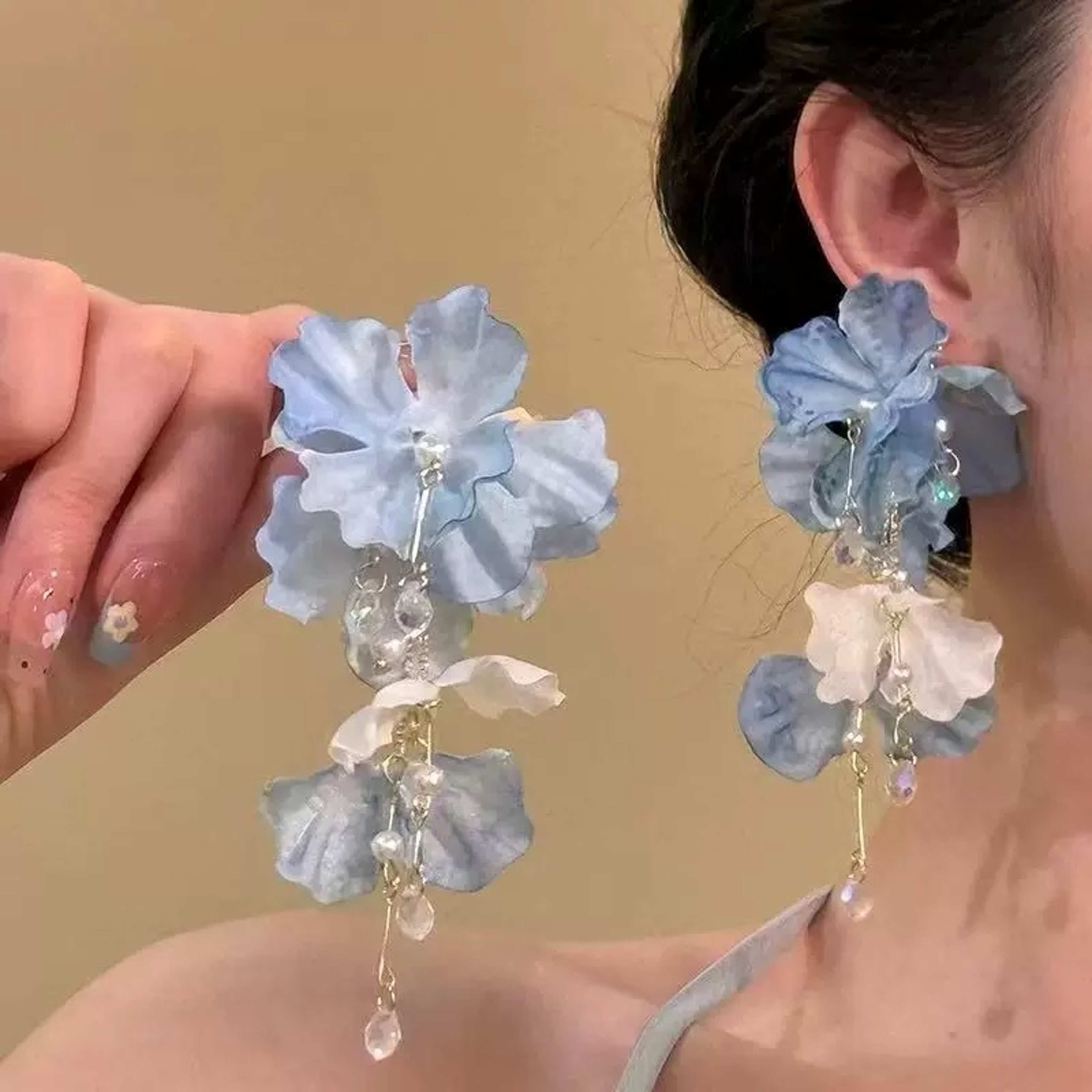 Purple Petal Tassel Earrings for Women and Girls – view 5
