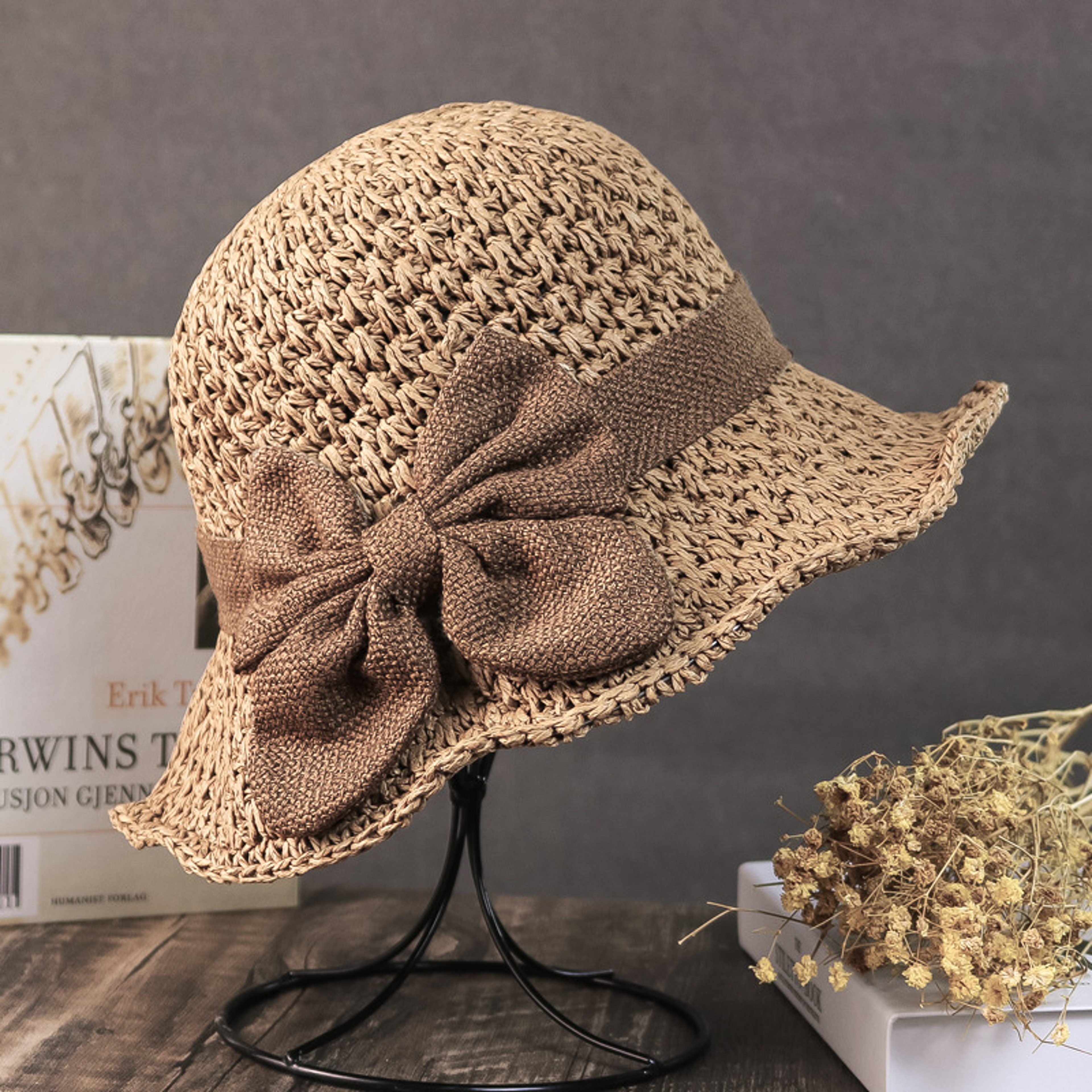 Classic Bow Straw Sun Hat for Women Wide Brim Summer Beach Cap – view 7