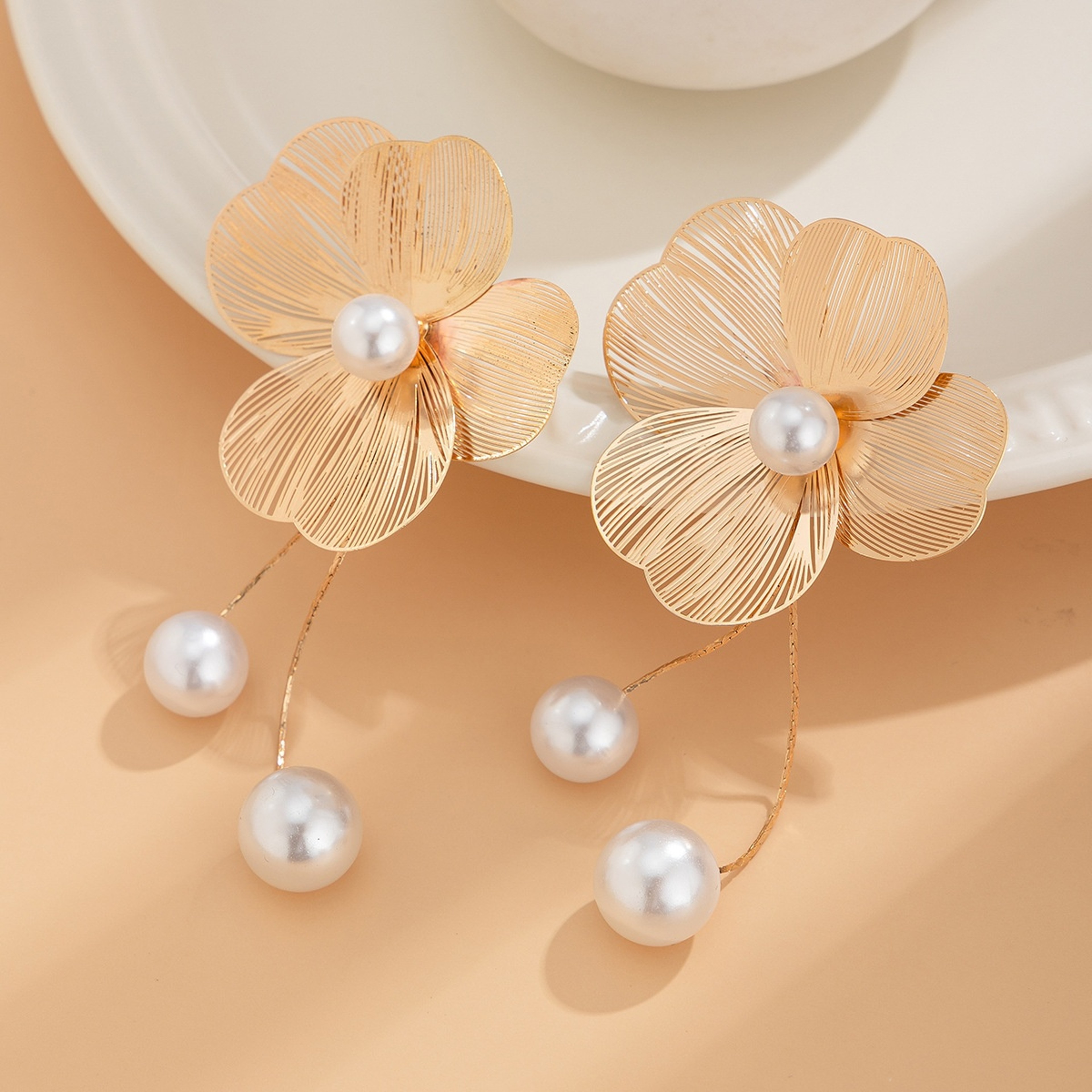 Long Tassel Drop Earrings with Imitation Pearl Earrings for Wedding Jewelry – view 5