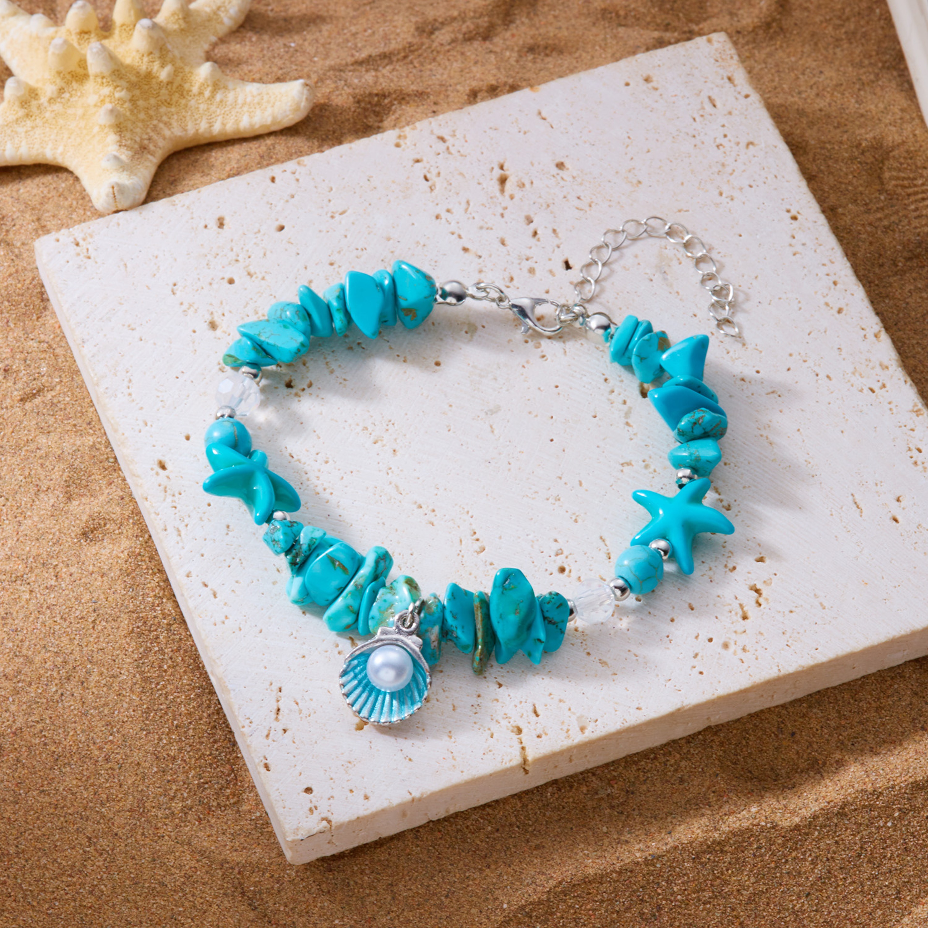 Handmade Shell Gravel Starfish Beach Bracelet – view 2