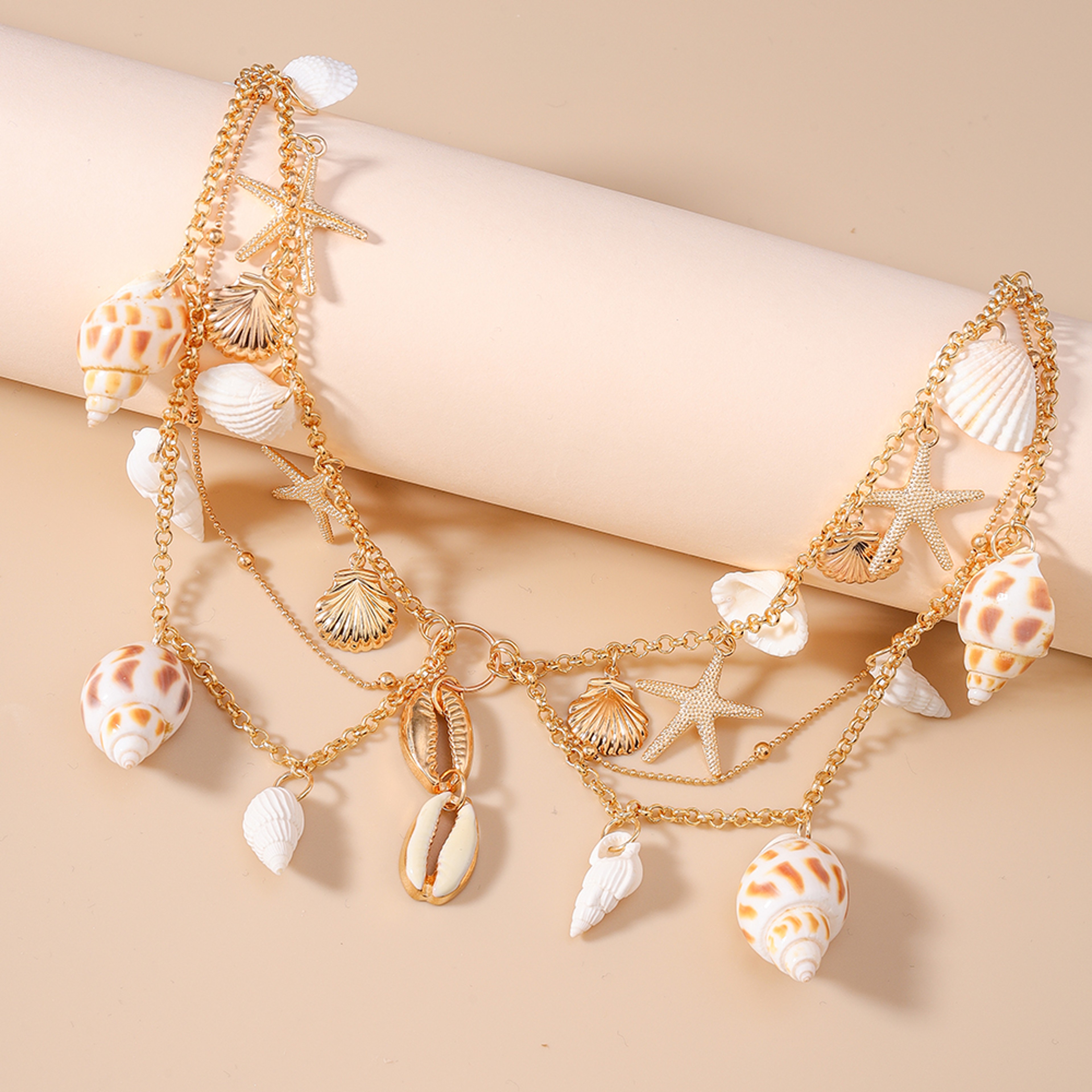 Summer Beach Starfish Conch Shell Pendant Necklace – view 2