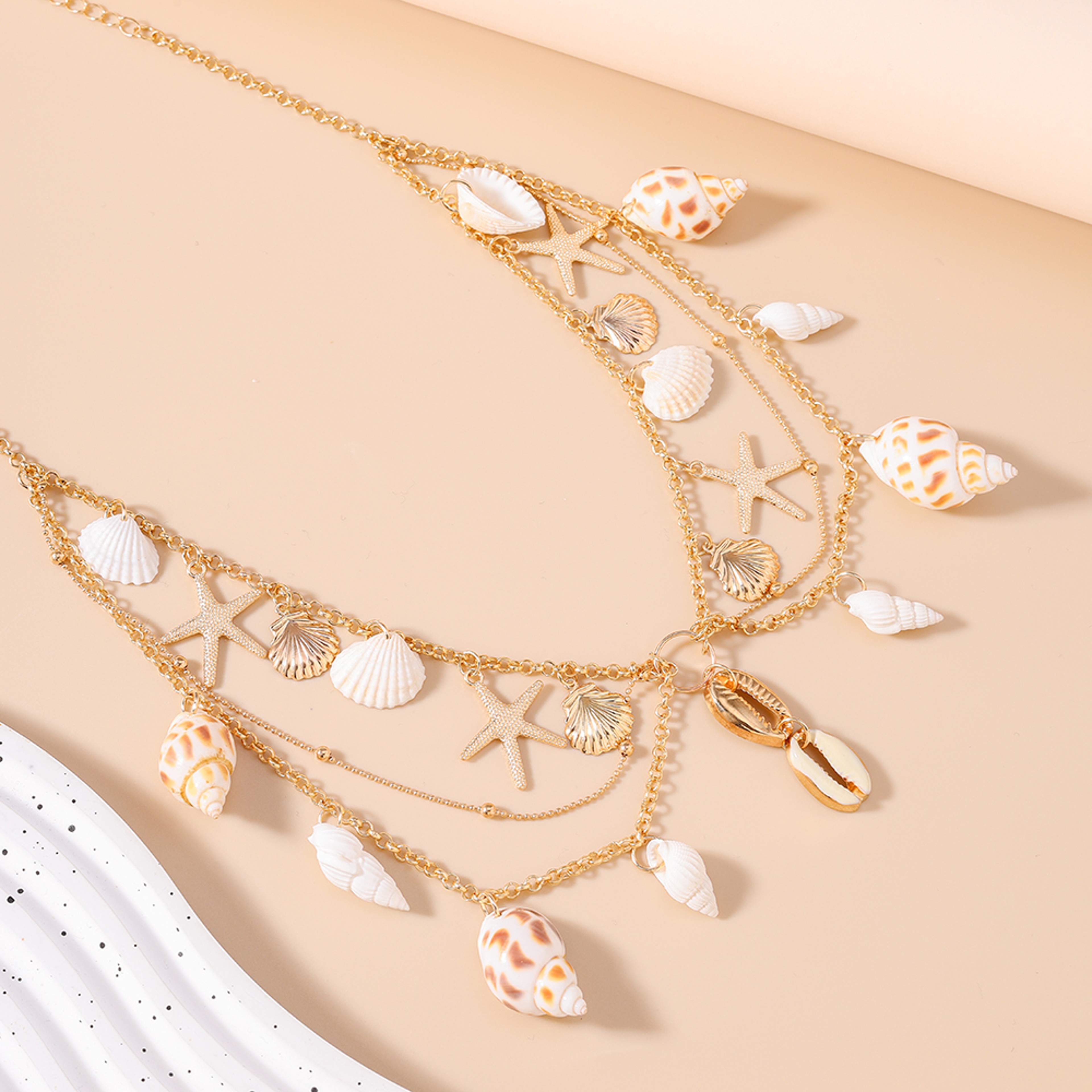 Summer Beach Starfish Conch Shell Pendant Necklace – view 4