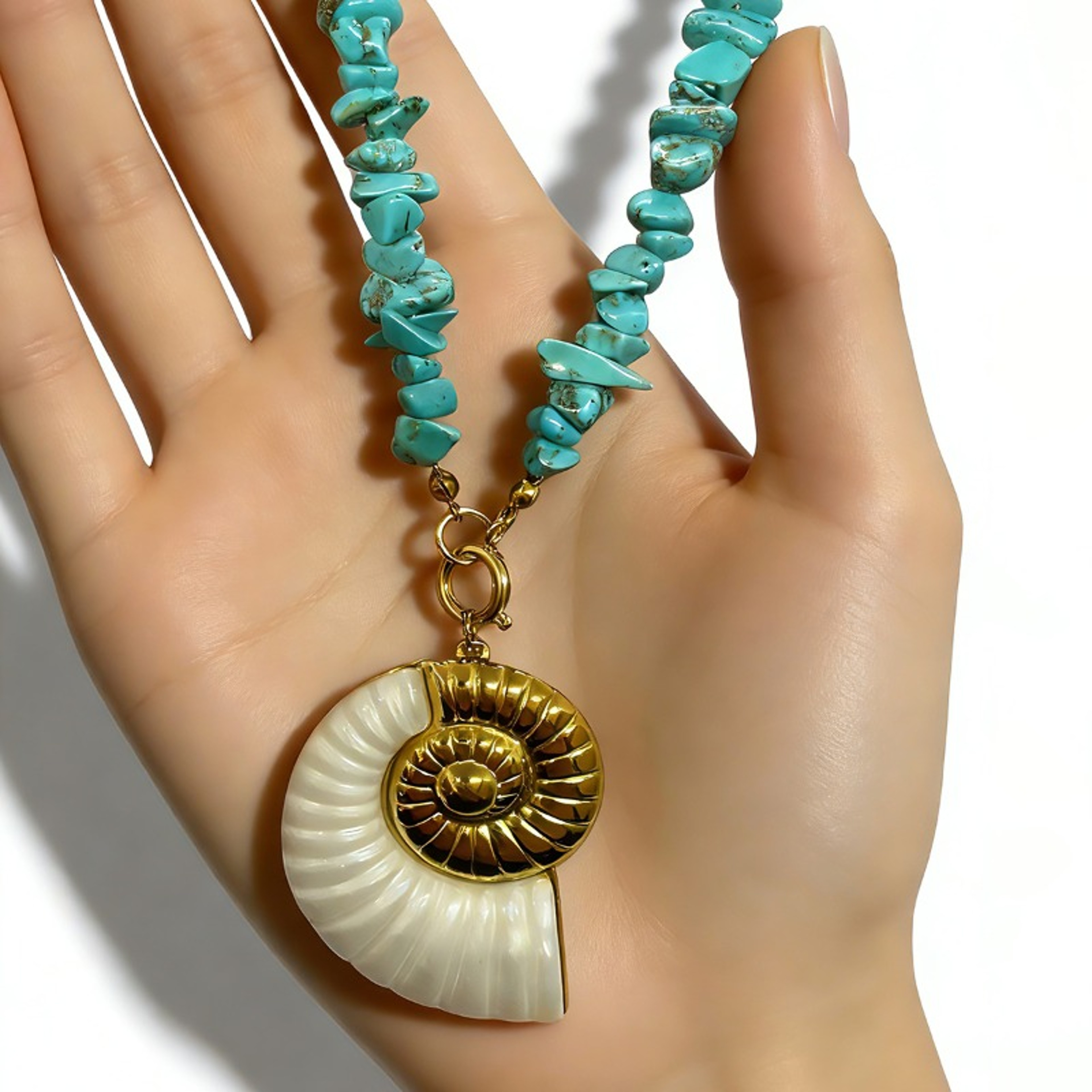 Waterproof Stainless Steel Conch Pendant Necklace for Beach Vacation – view 3