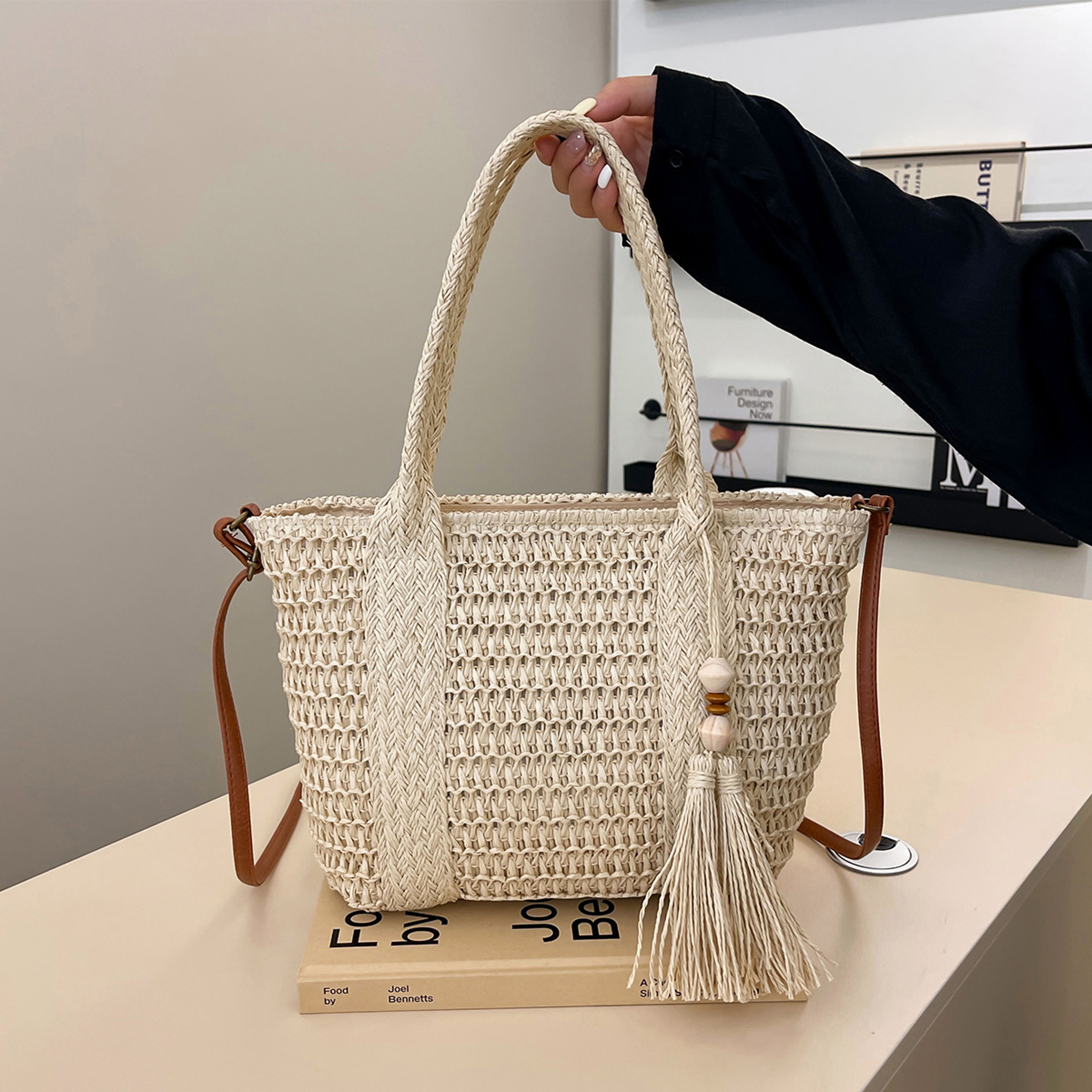 Solara Handcrafted Woven Straw Tote Bag for Summer Beach and Resort Casual Style – view 7