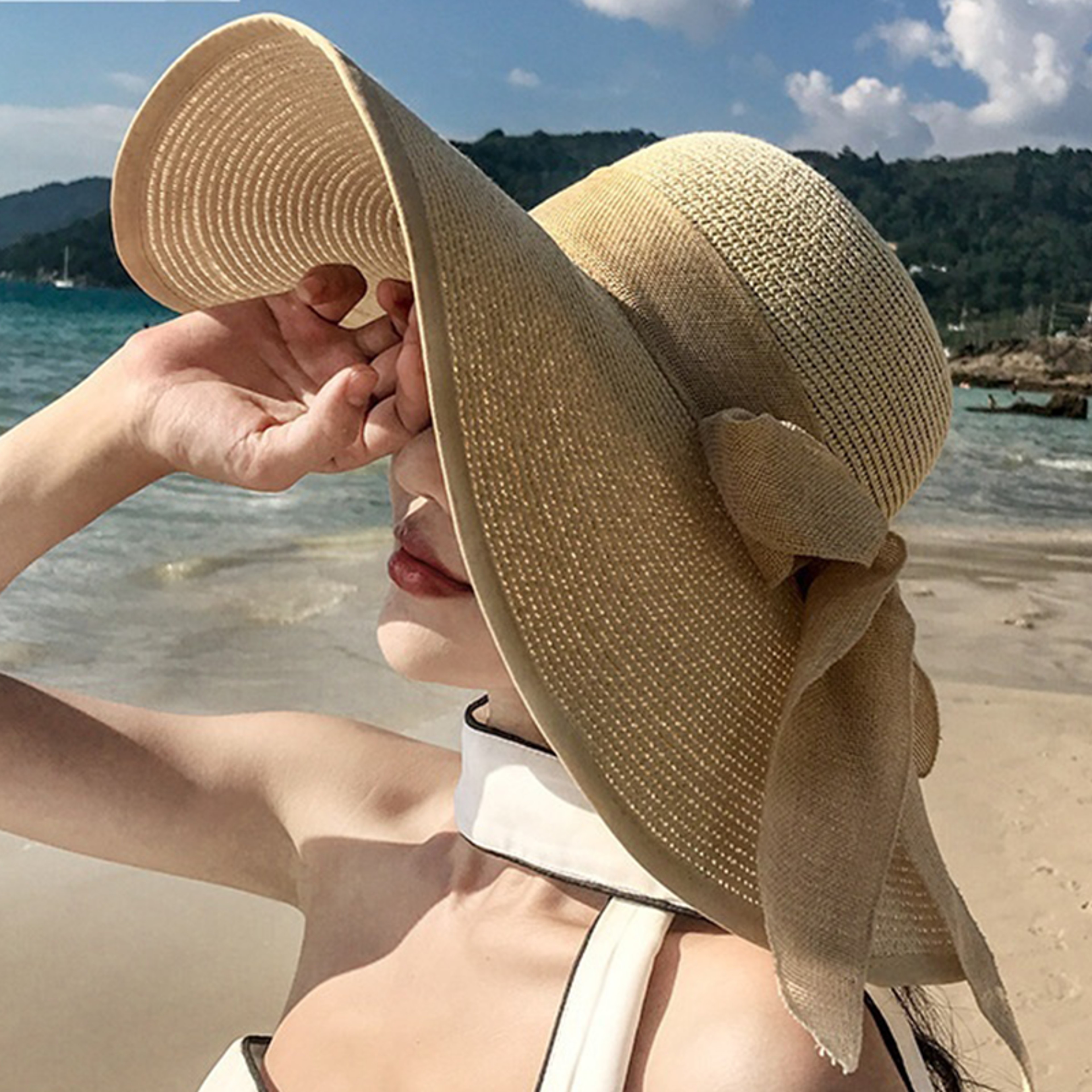 Oversize Foldable Wide Brim Straw Hat for Women – view 3