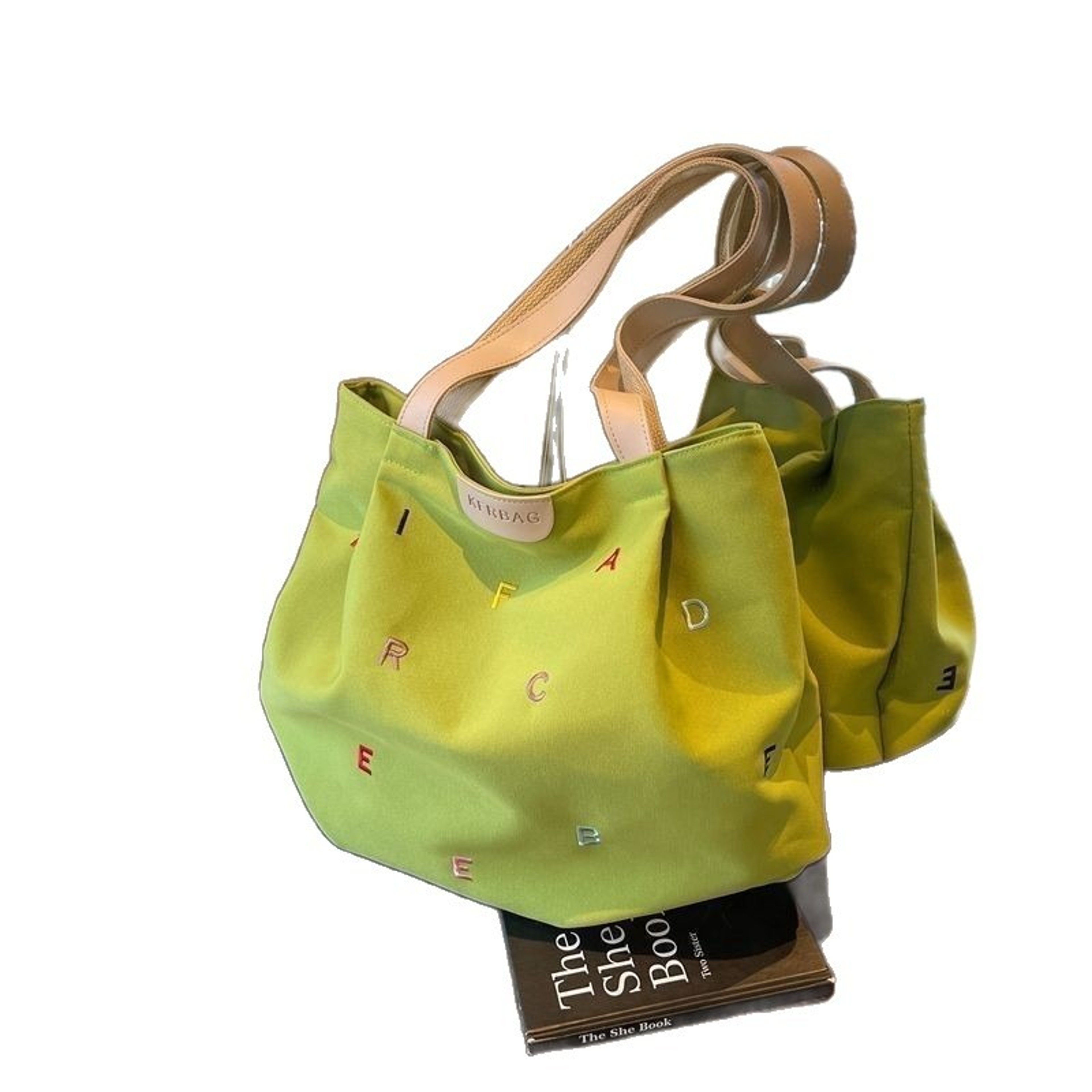 Trendy Embroidered Letter Canvas Tote Bag Large Capacity Shoulder Handbag – view 5