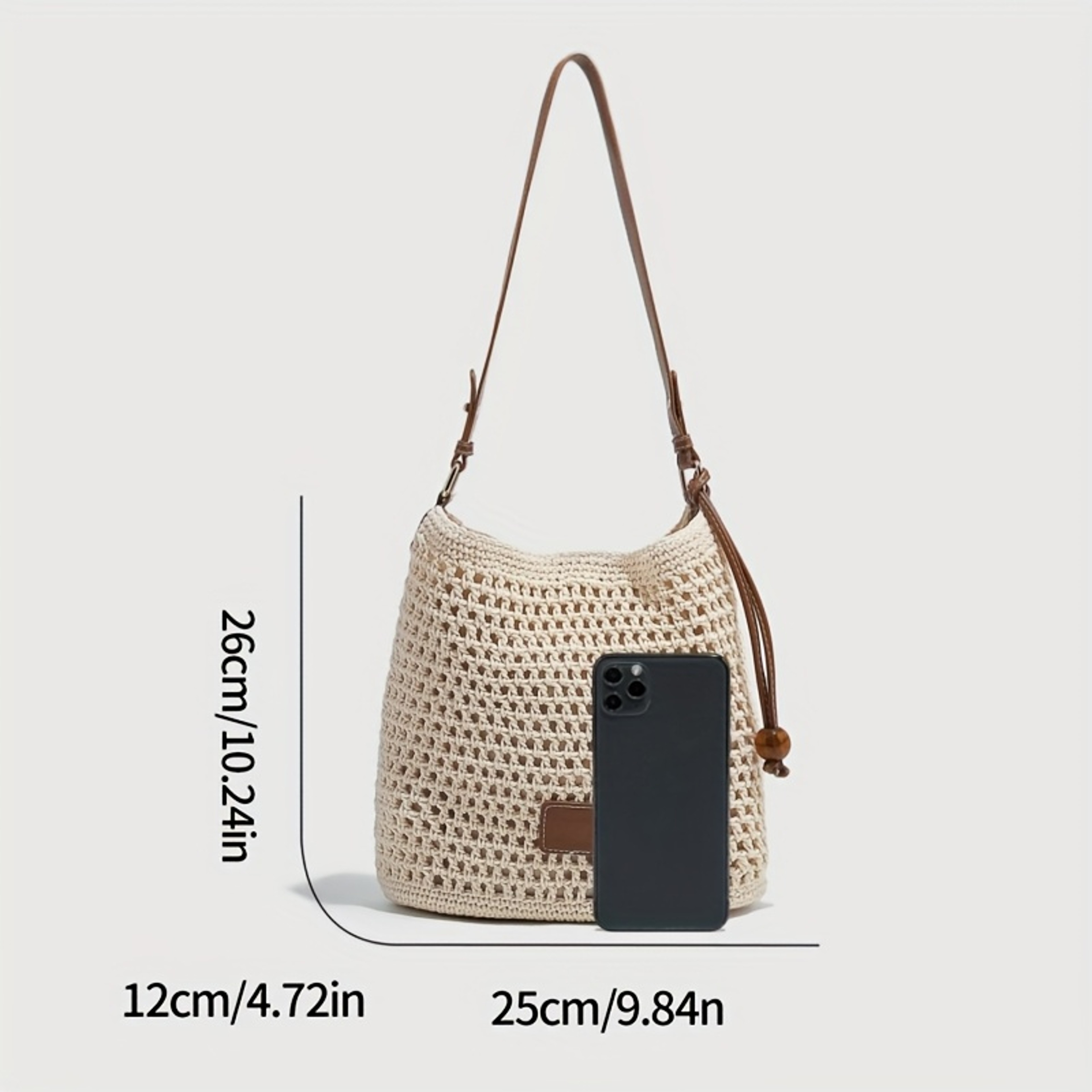 Boho Crochet Beach Tote Bag Lightweight Summer Shoulder Purse – view 4