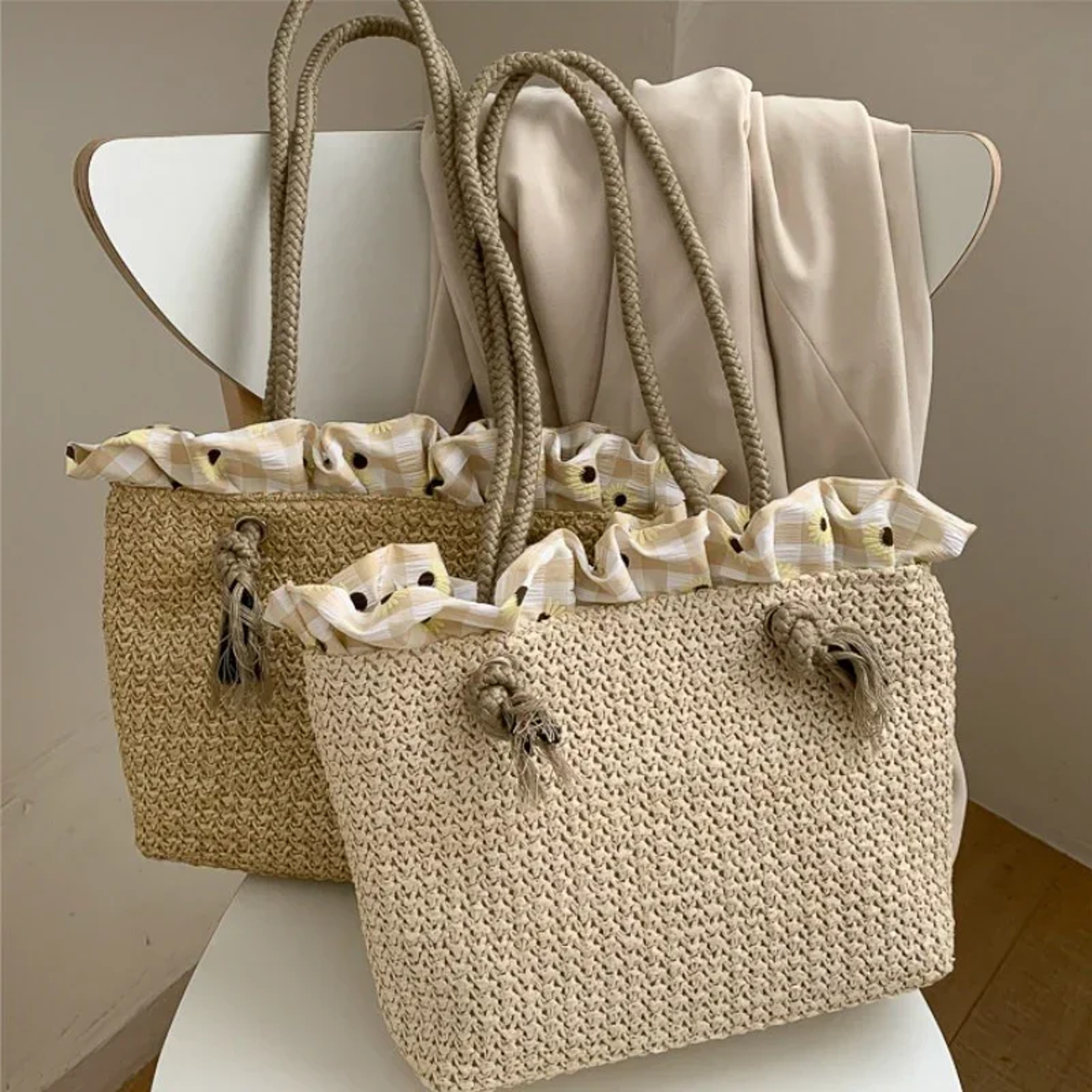 Korean Style Straw Beach Tote Bag – view 1